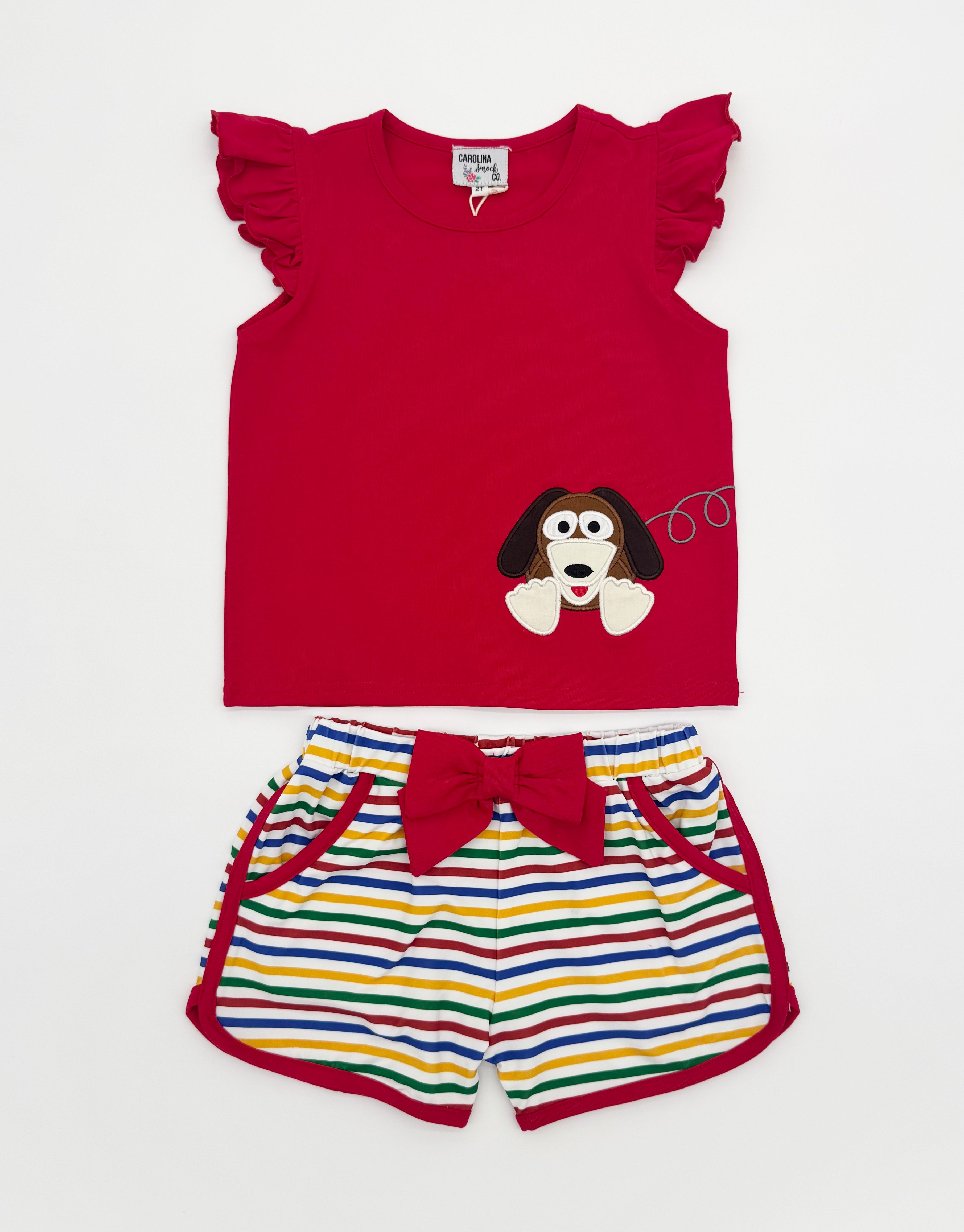 Appliqué Slinky Girl Short Set