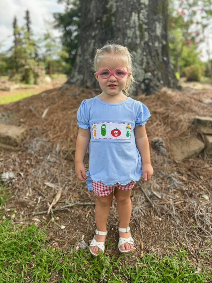 Smocked Veggie Friends Girls Short Set