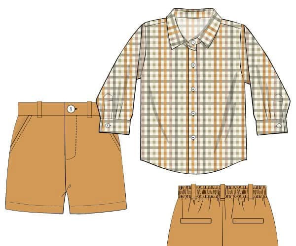 PO91 Fall Floral & Plaid Short Set