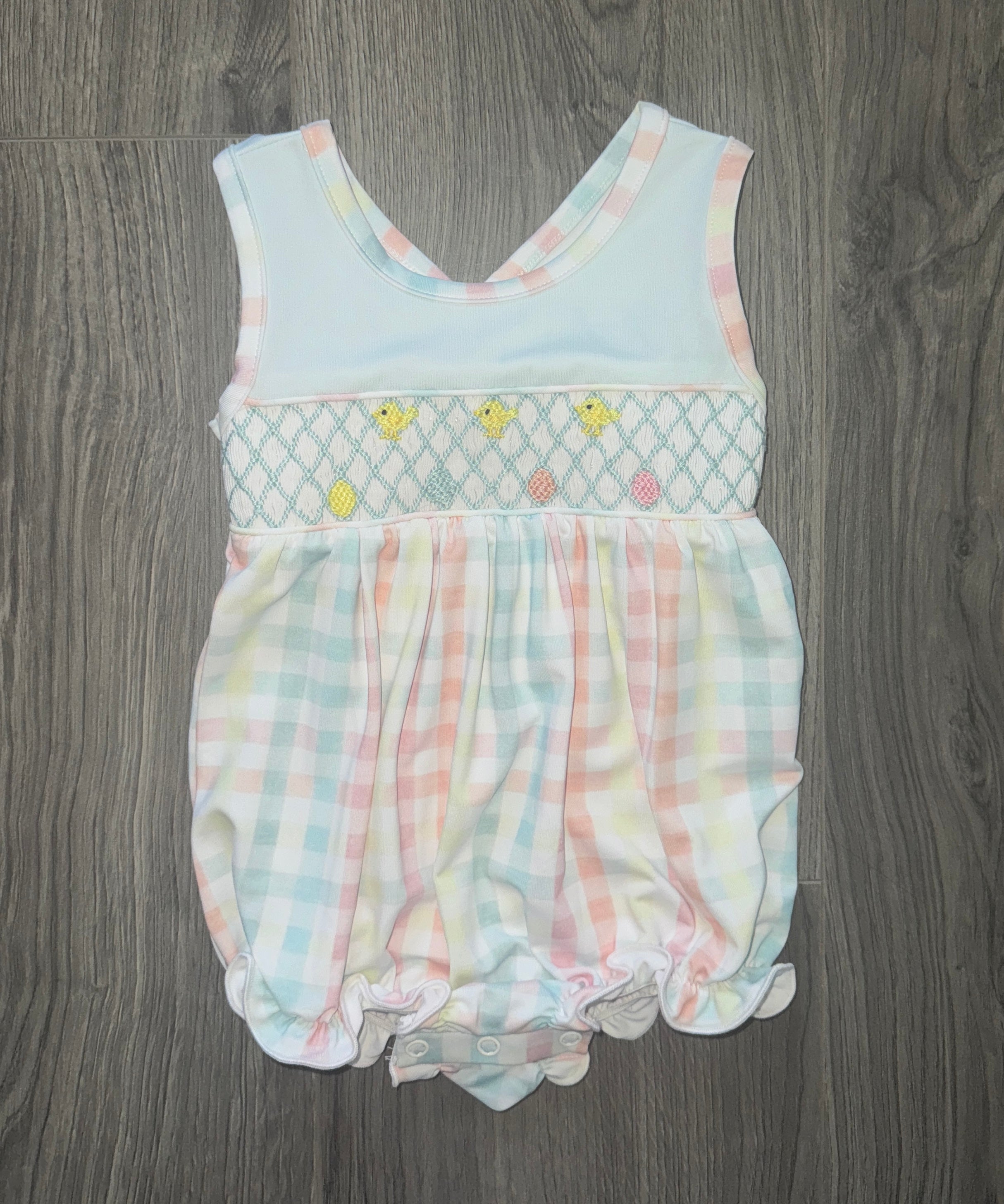 Geometric Smocked Chicks & Eggs Bubble