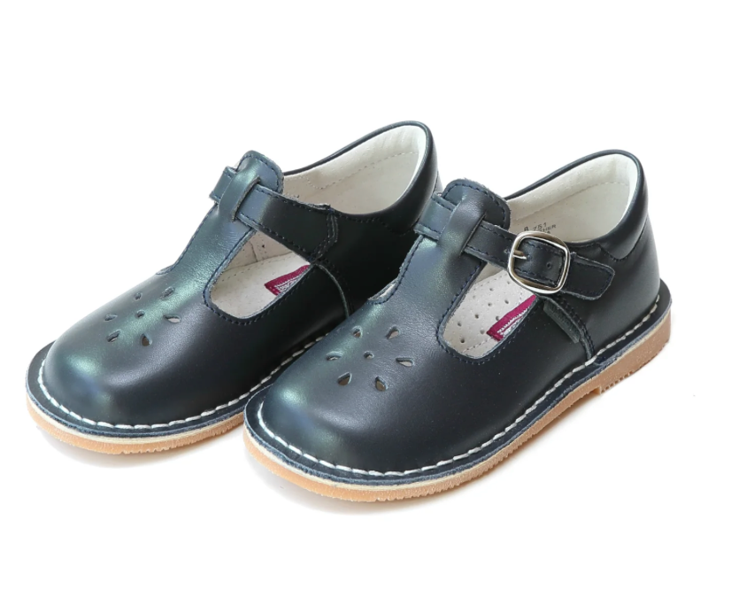 L'Amour Joy Classic Navy Leather T-Strap Mary Jane
