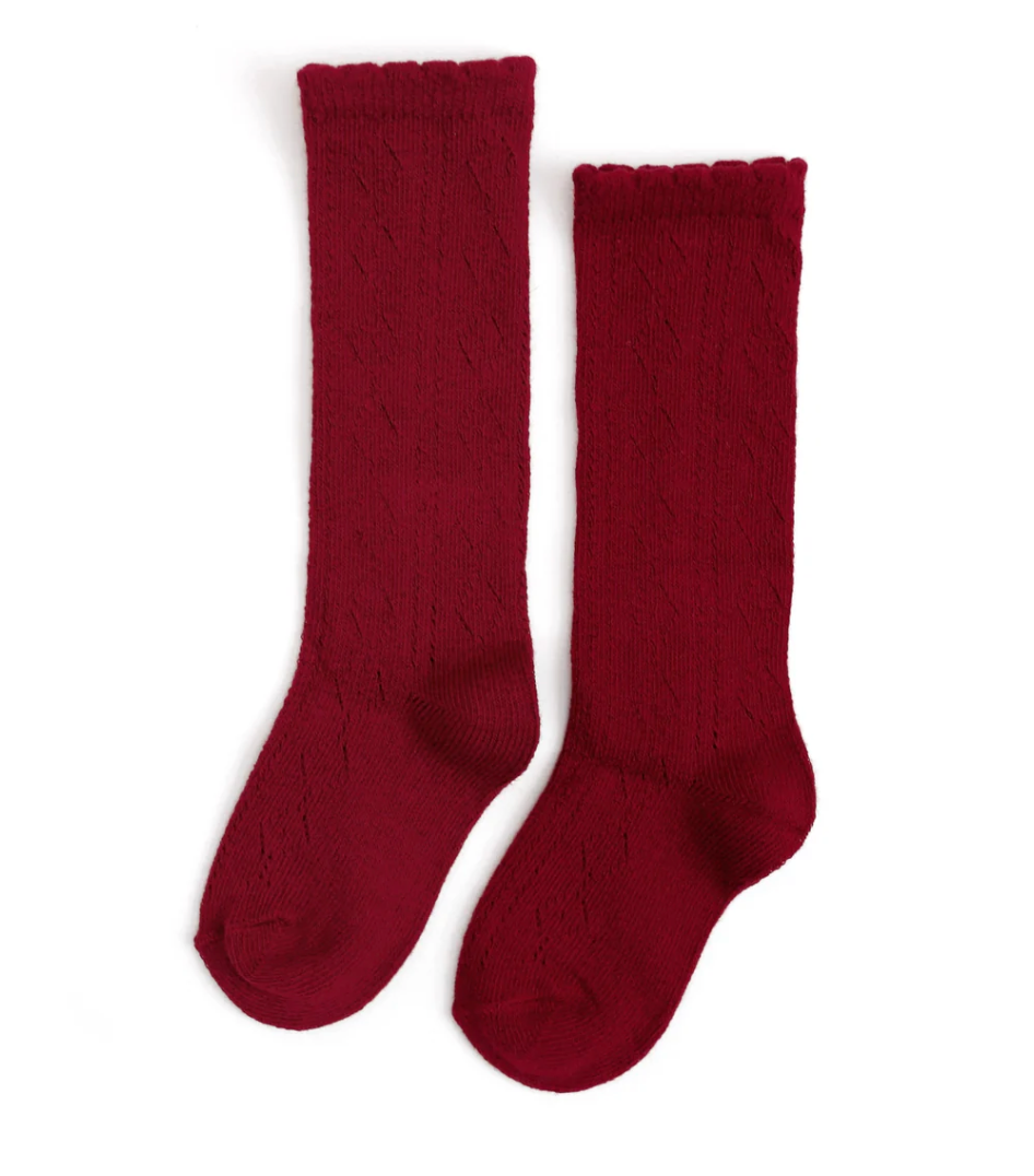 LSC Scalloped Fancy Knee High Socks - Crimson