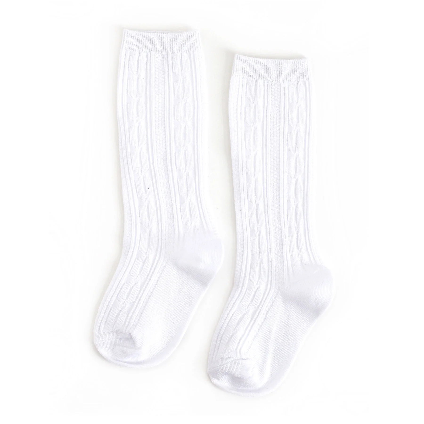 Little Stocking Co. White Cable Knit Knee Highs