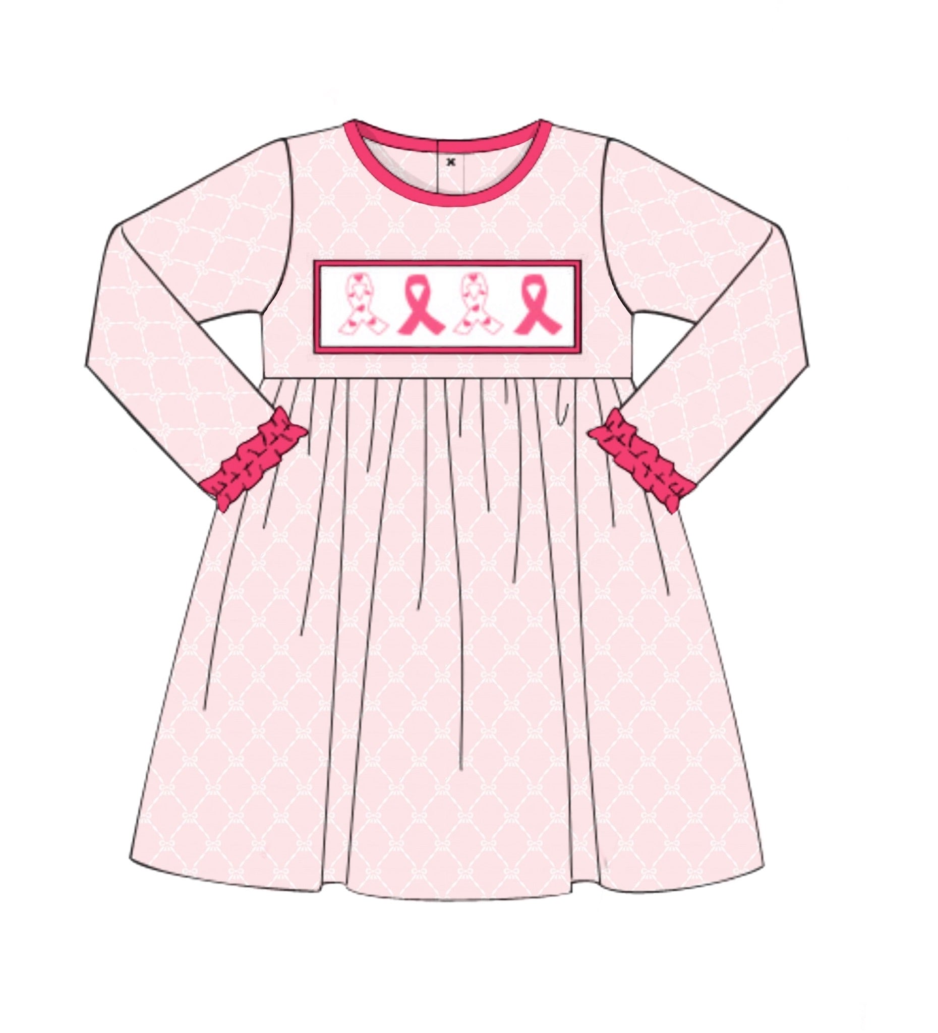 Smocked Pink Ribbon Dress