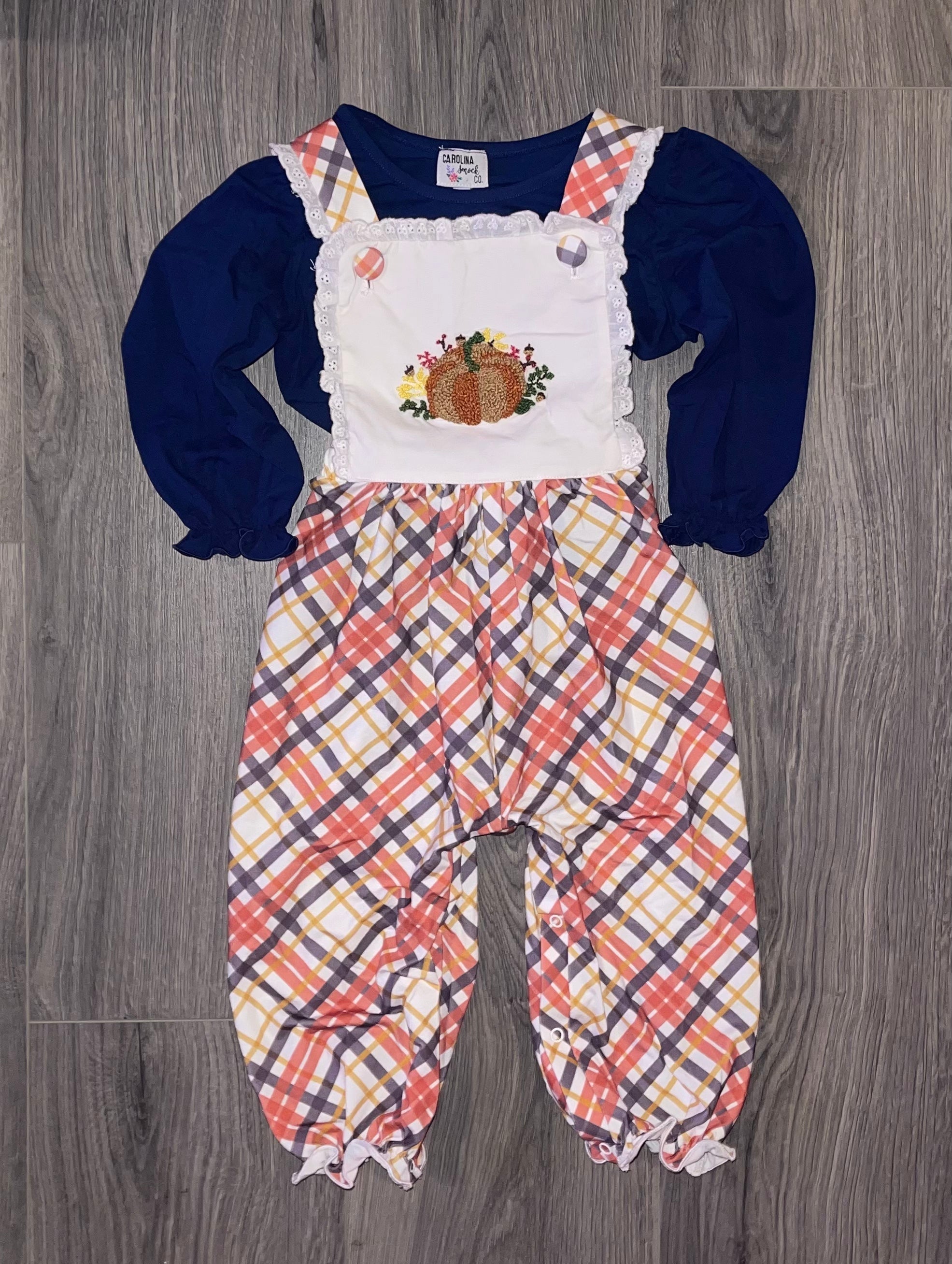 French Knot Pumpkin Girls Jumper Set