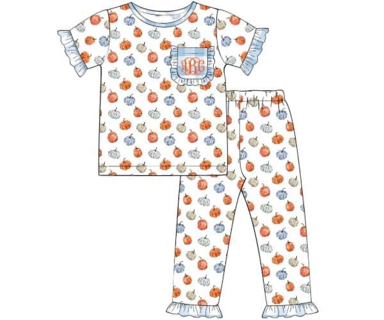 Watercolor Pumpkin Girls Pajama Set