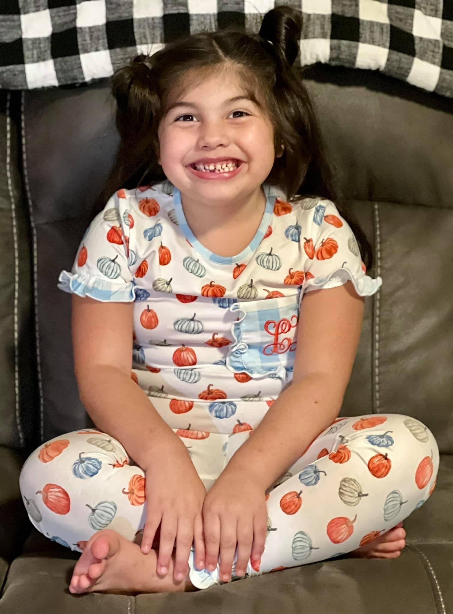 Watercolor Pumpkin Girls Pajama Set