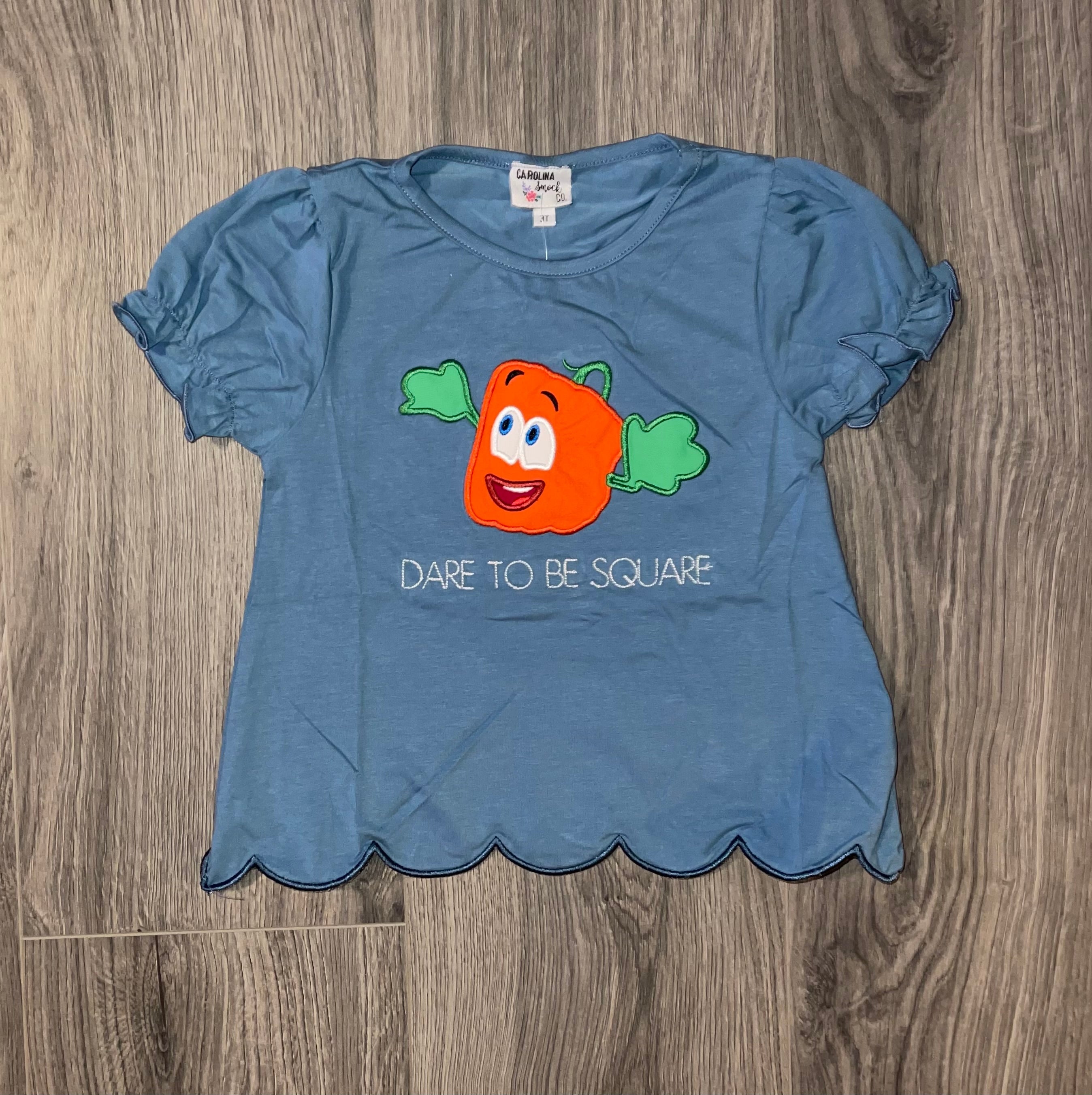 Appliqué Square Pumpkin Girls TShirt