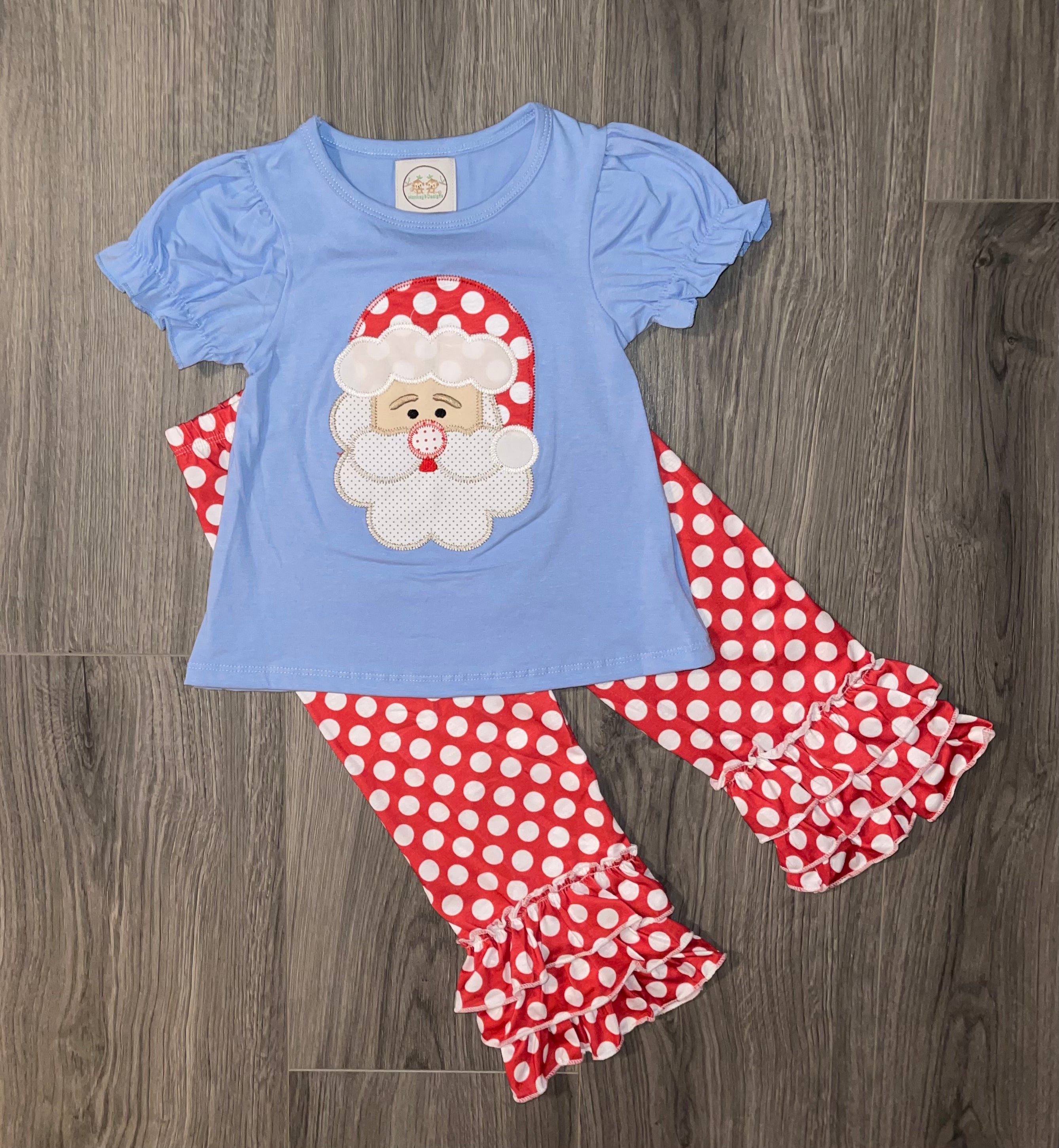 Appliqué Santa Ruffle Pant Set