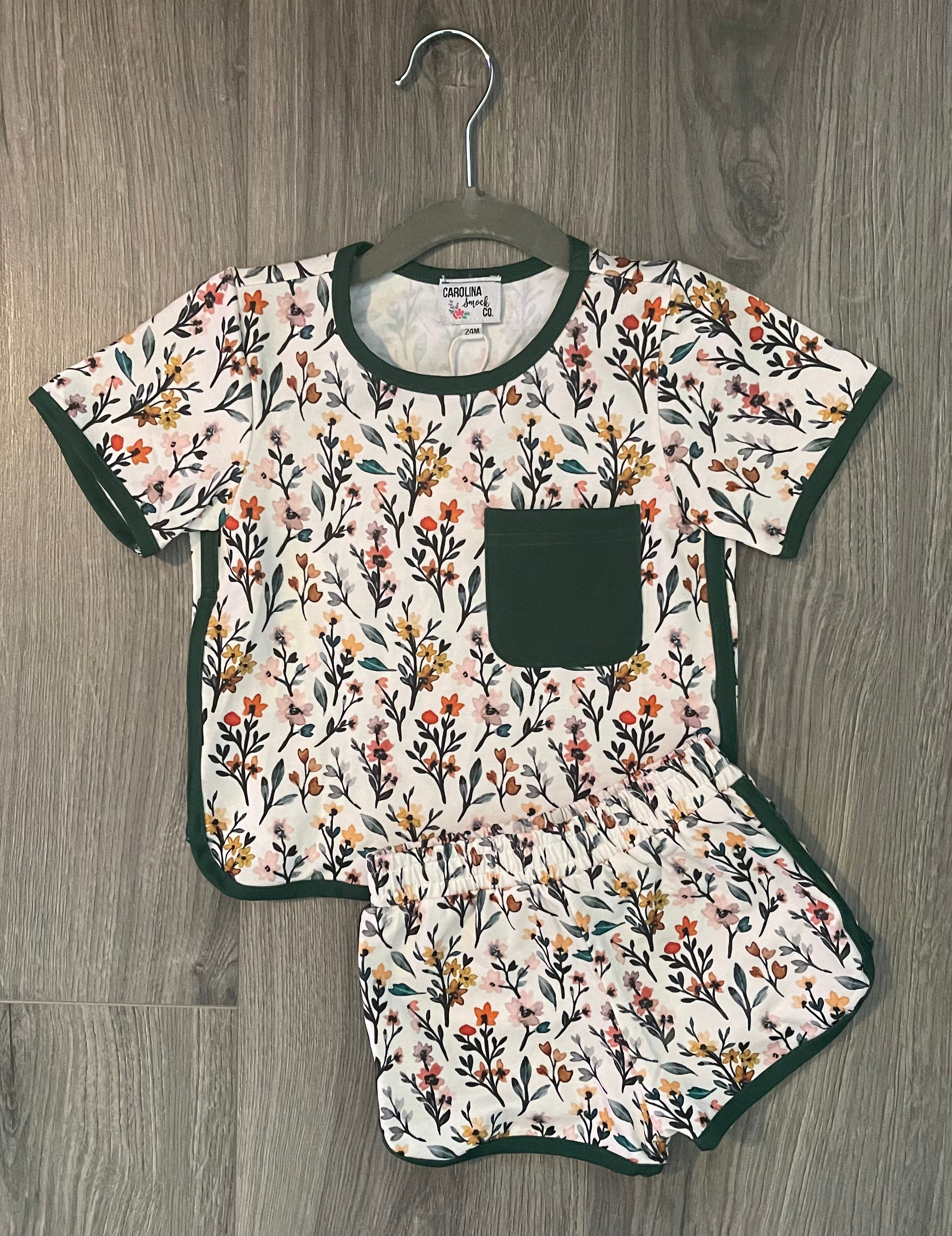 Fall Floral Pajama Short Set