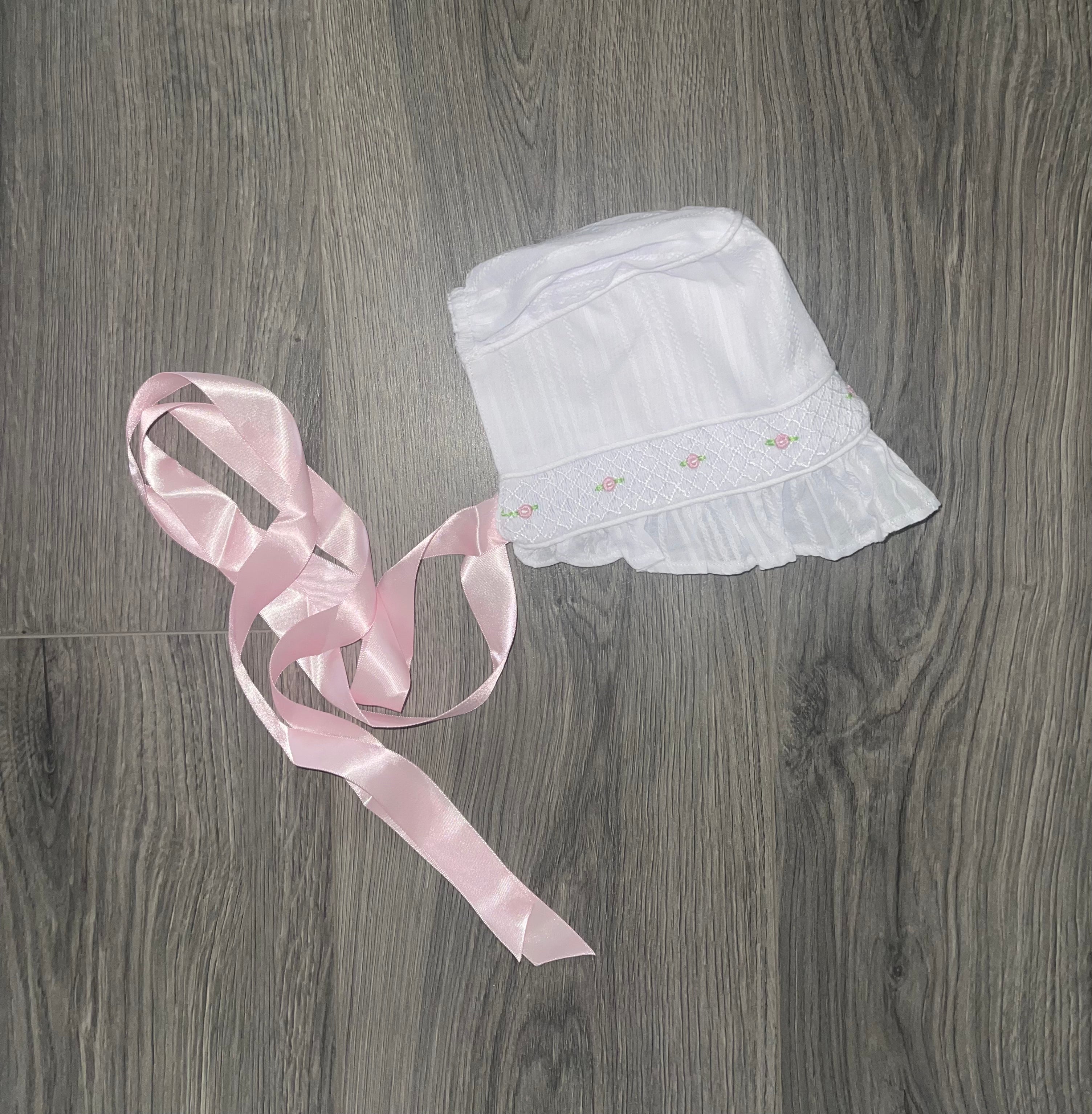 Smocked Linen Heirloom Bonnet