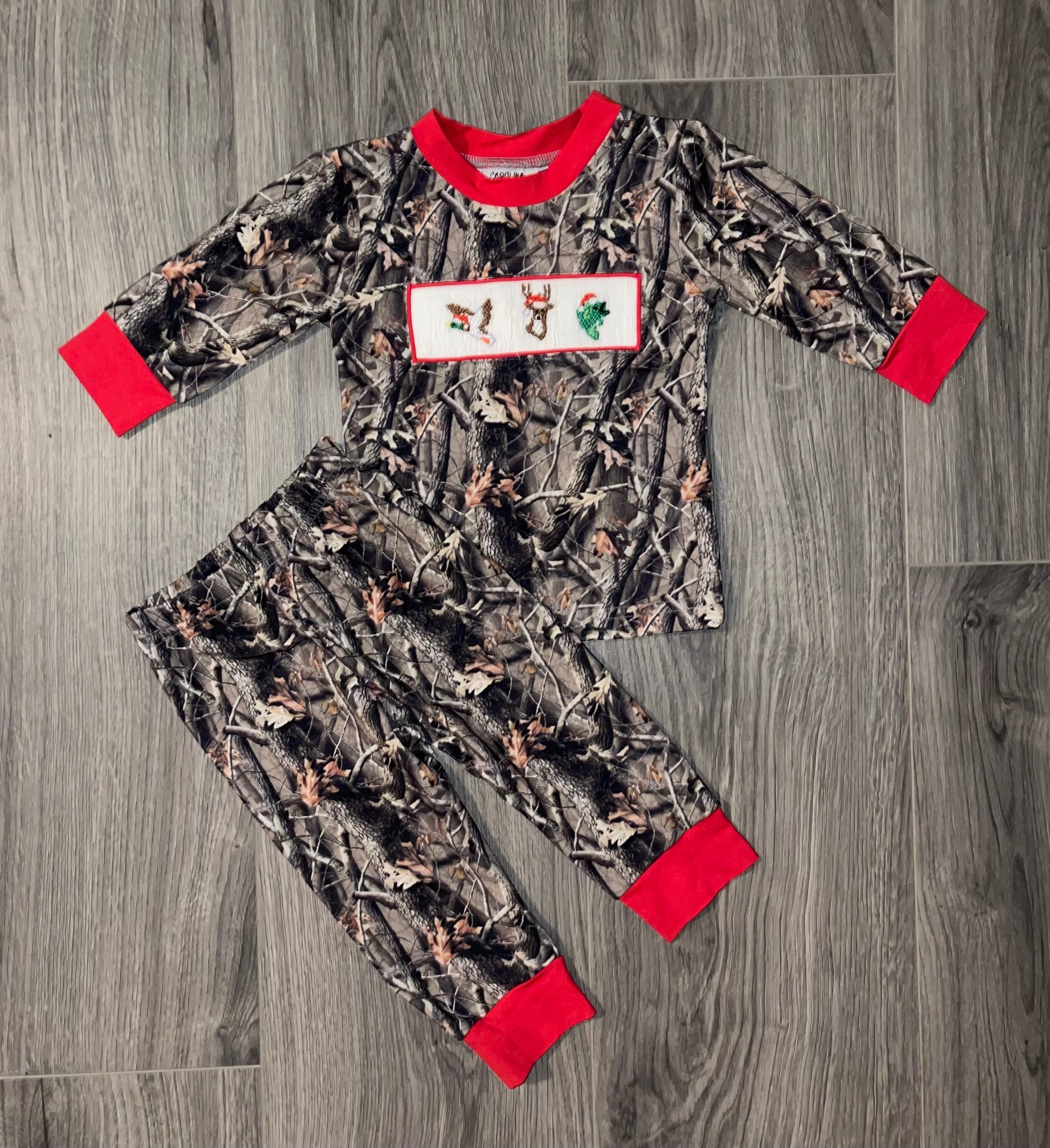 Smocked Camo Christmas Boys PJ Set