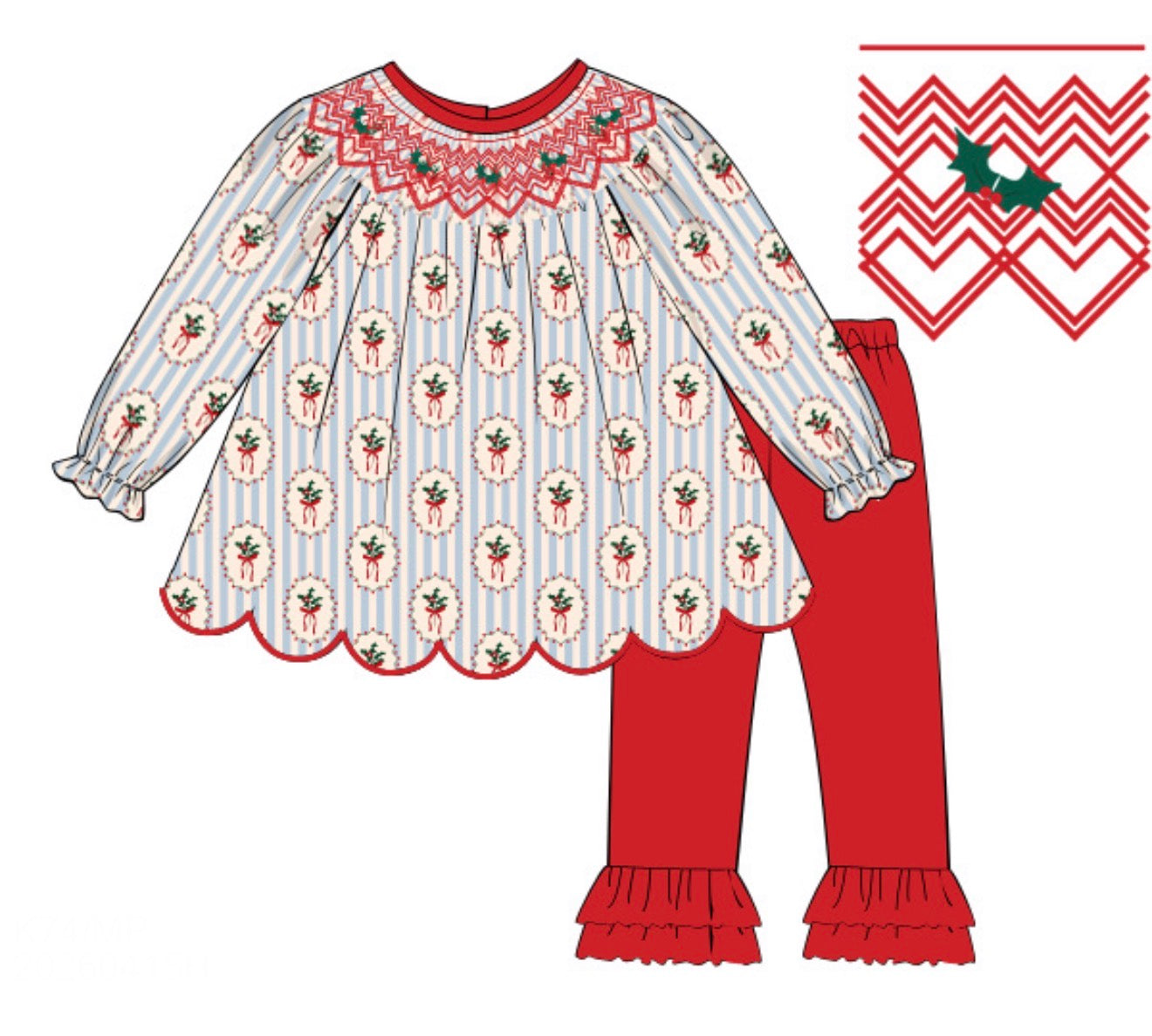 PO92 For the Girls - Blue Christmas Legging Set