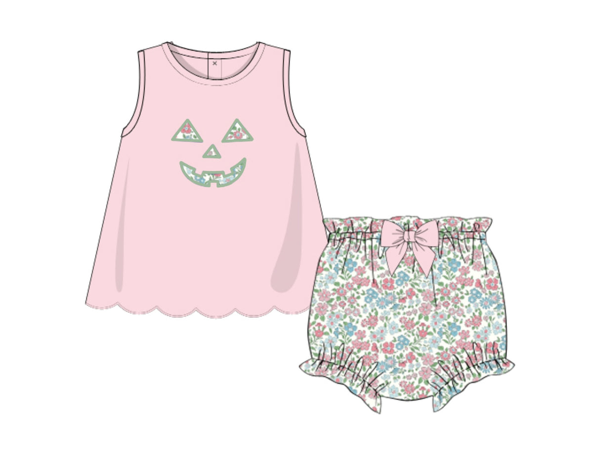 Floral Jolly Jack-o-Lanterns Bloomer Set