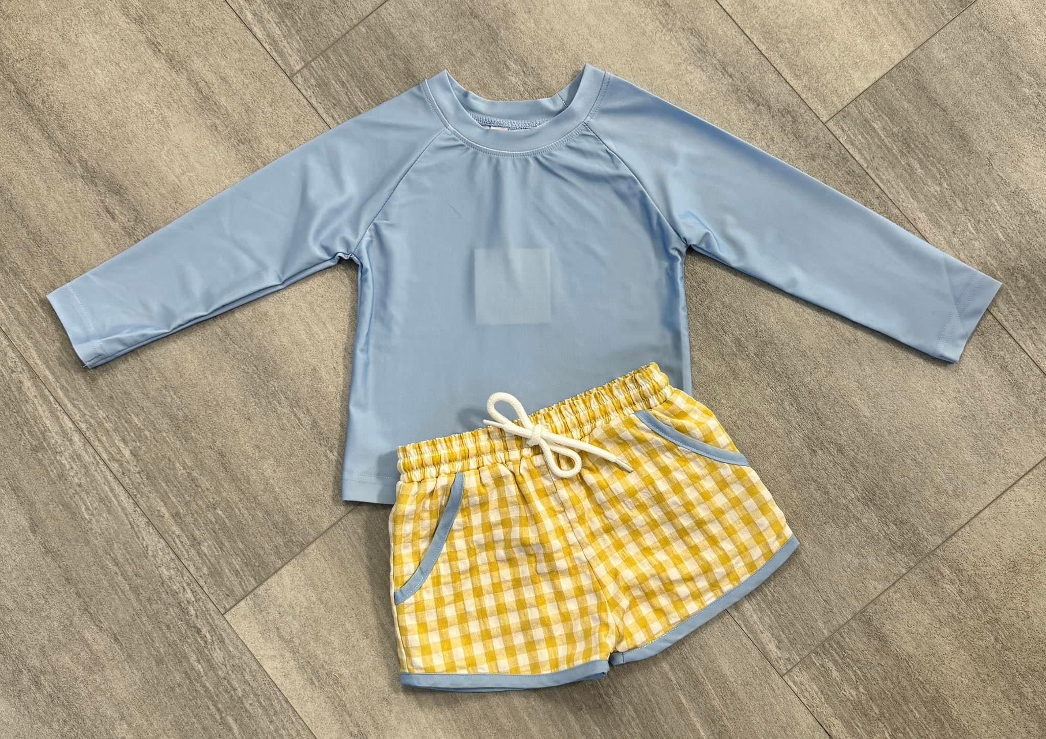 Slate and Yellow Rash Guard Set