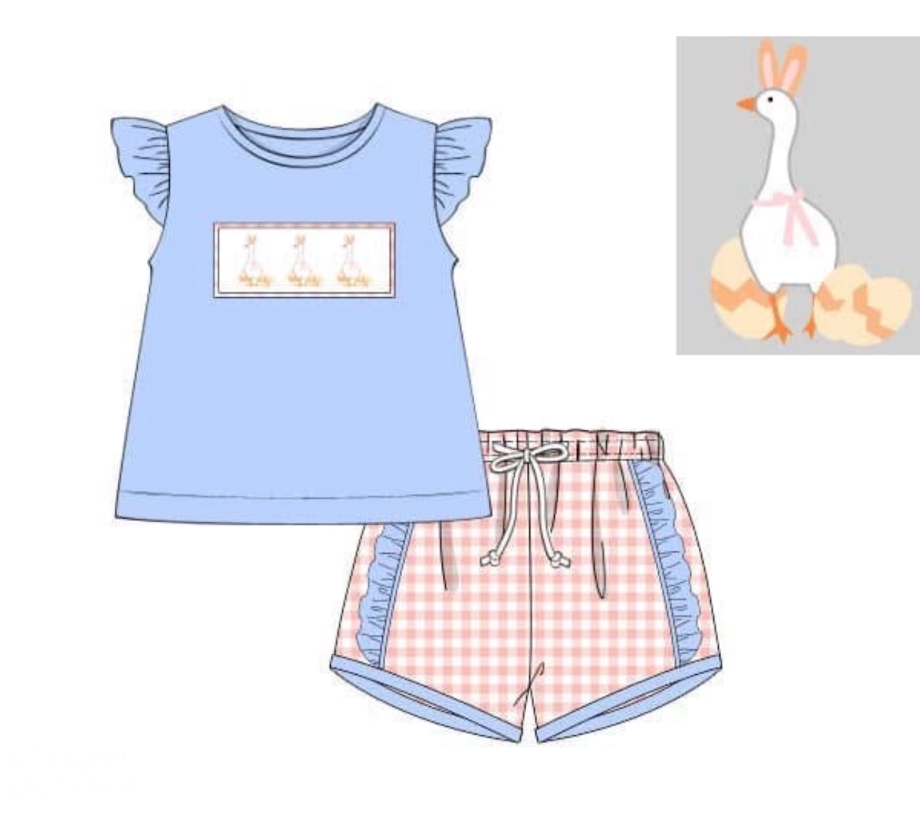 PO83 Easter Goose Girl Short Set