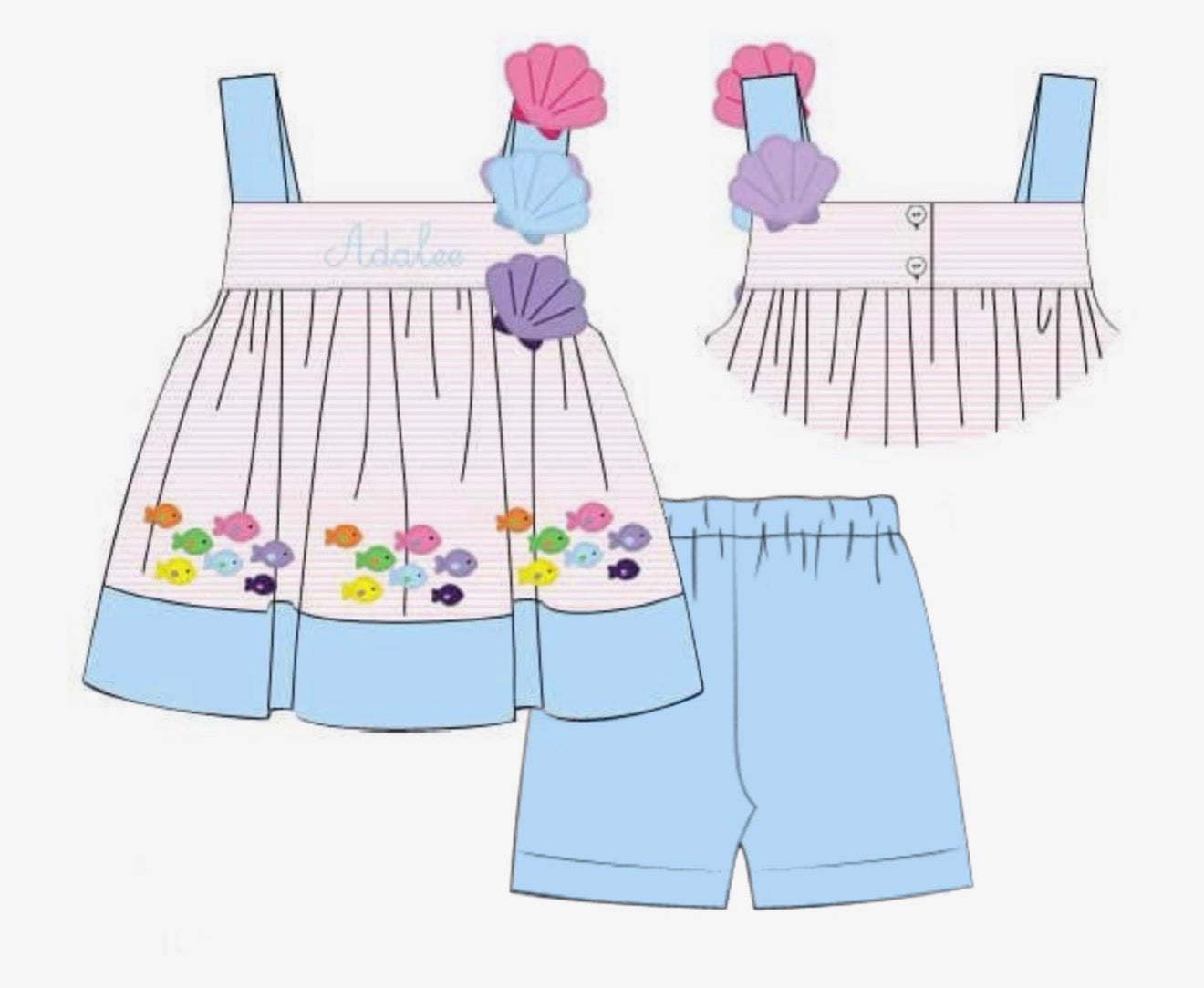 PO86 Under the Sea Girl Short Set