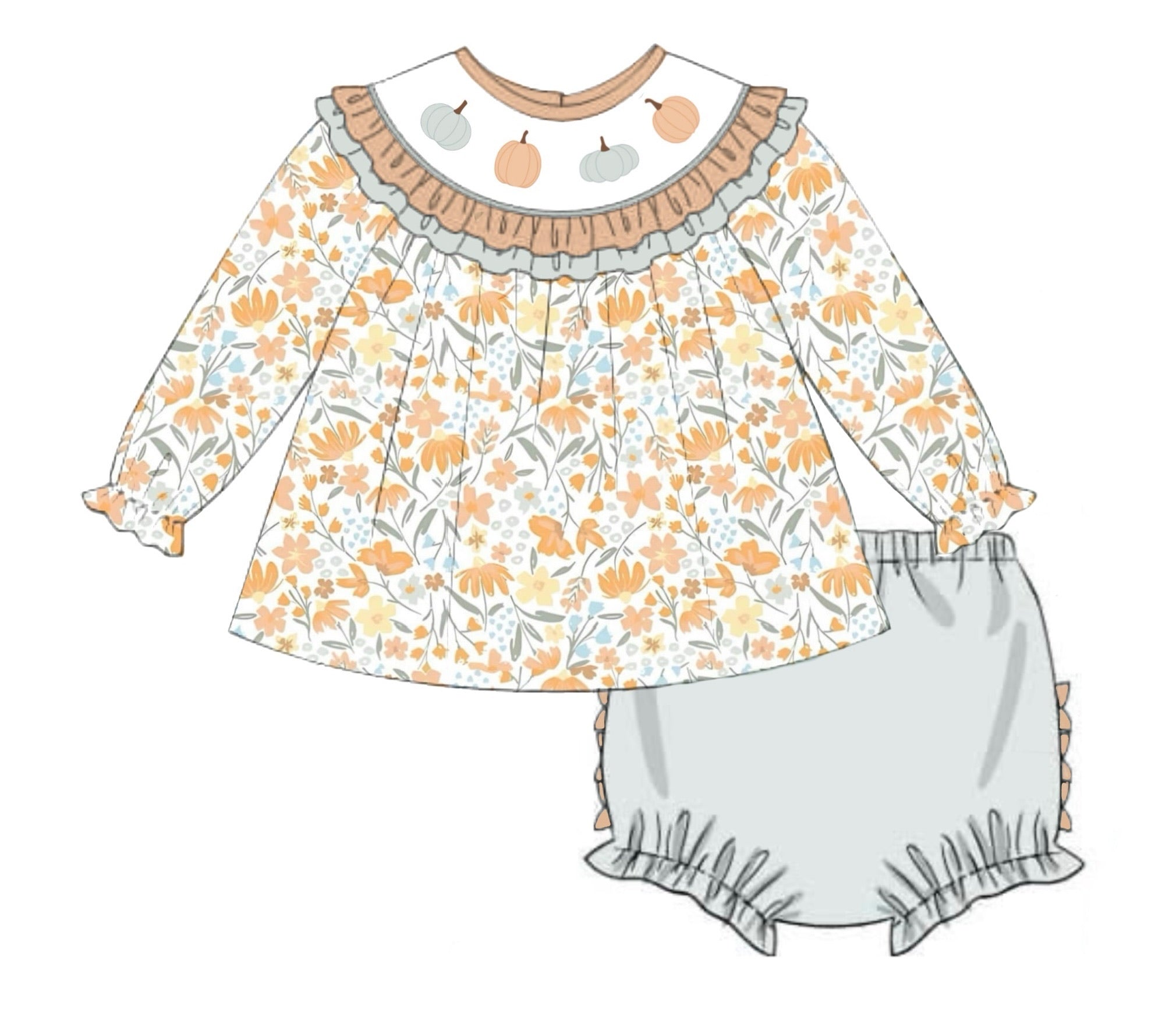 PO77 Sage Pumpkins Bloomer Set