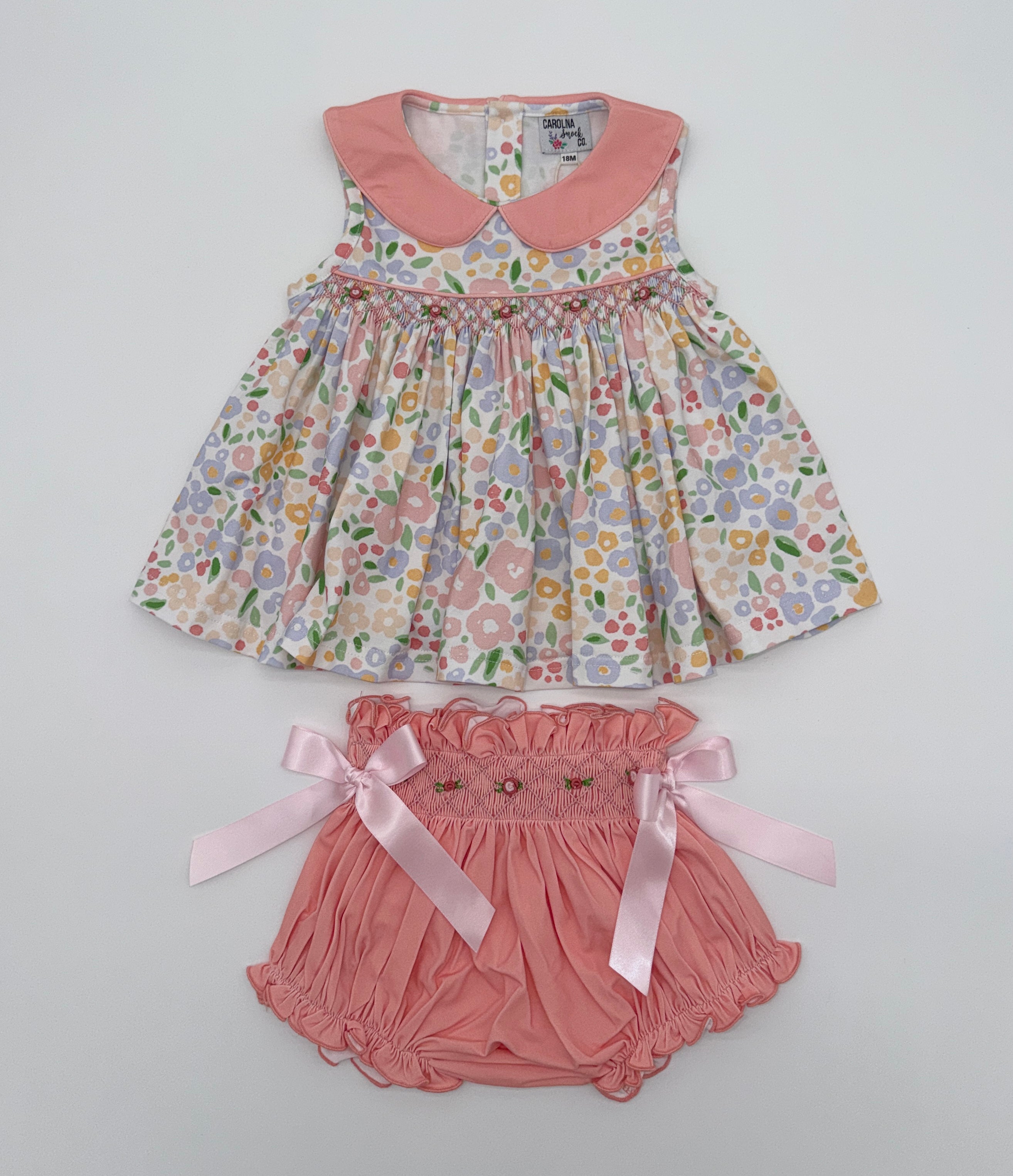 Peach Floral Bloomer Set