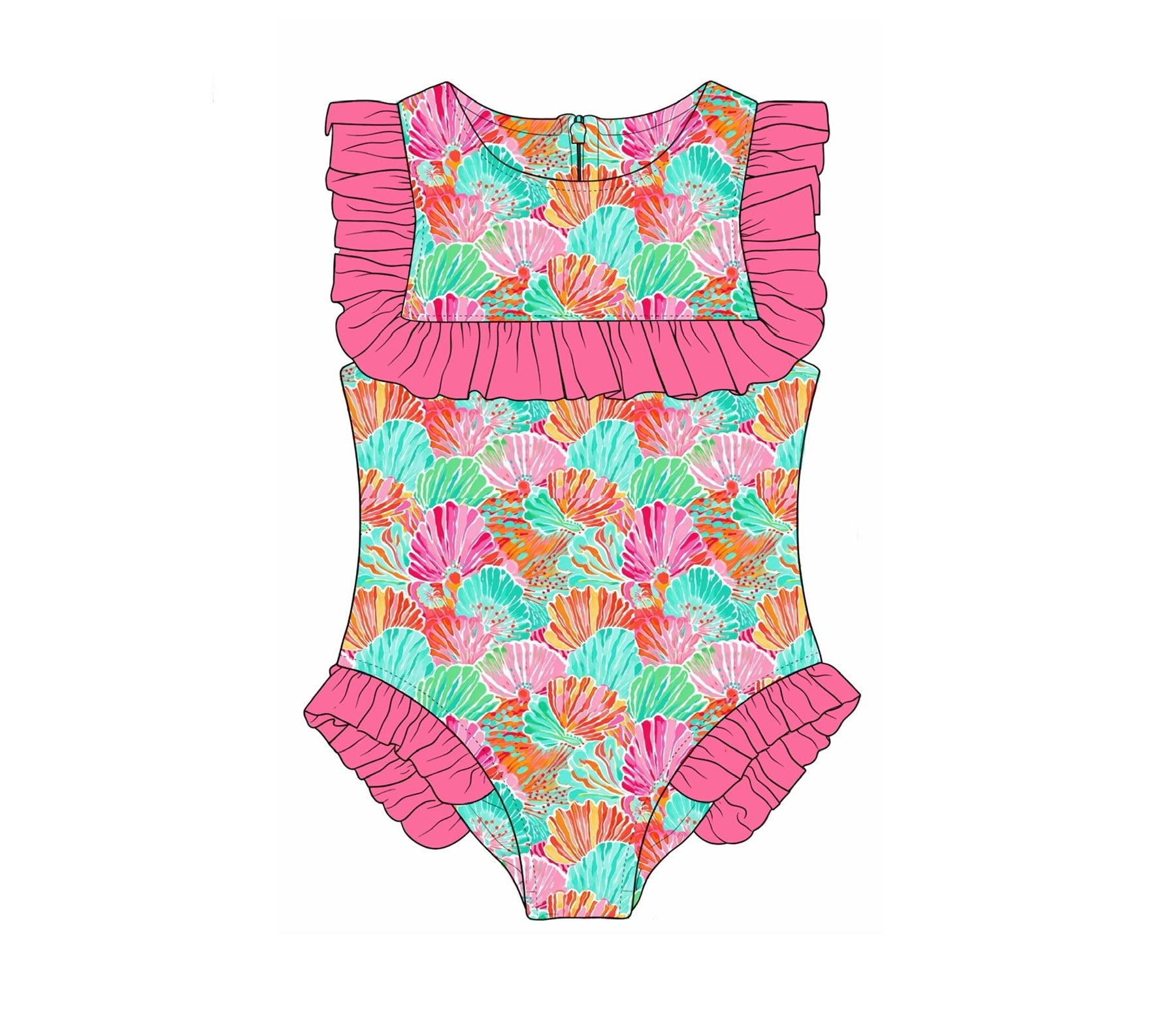 PO86 Neon Shell Swim Girl 1pc.