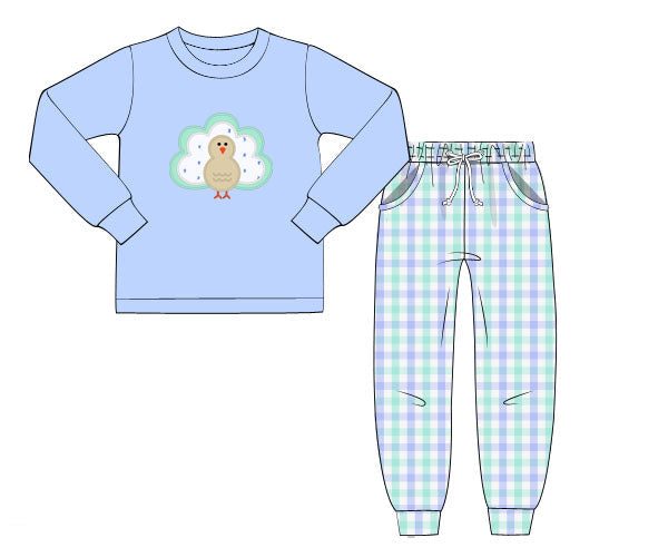 PO91 Pastel Turkeys Jogger Set