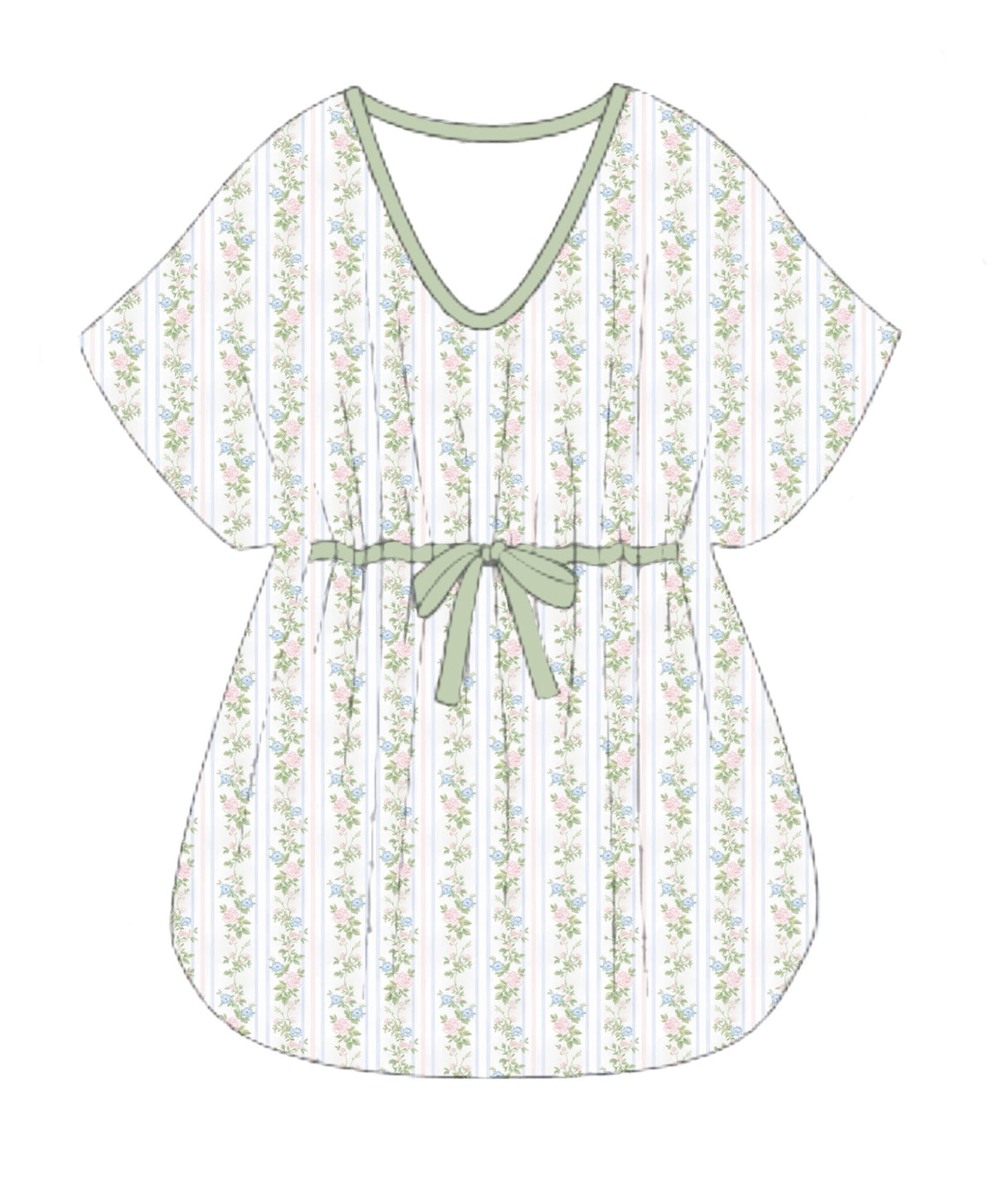 PO96 Sutton Floral & Stripes Mom Cover Up