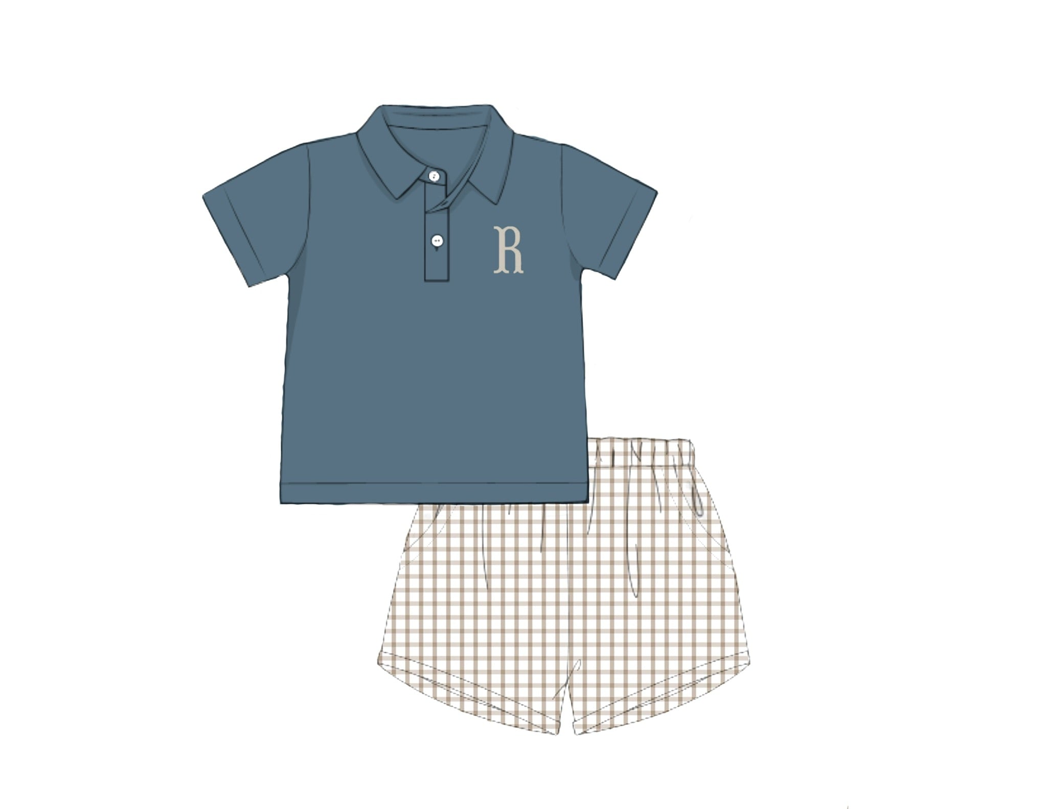 Bluestone Floral & Gingham Short Set