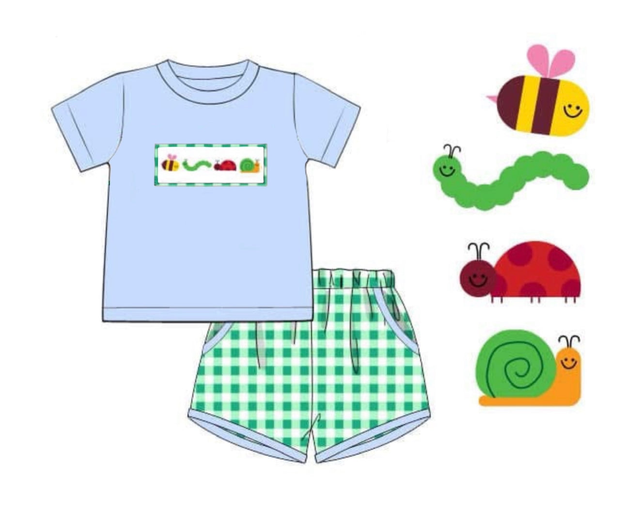 PO83 Bouquets & Bugs Boy Short Set