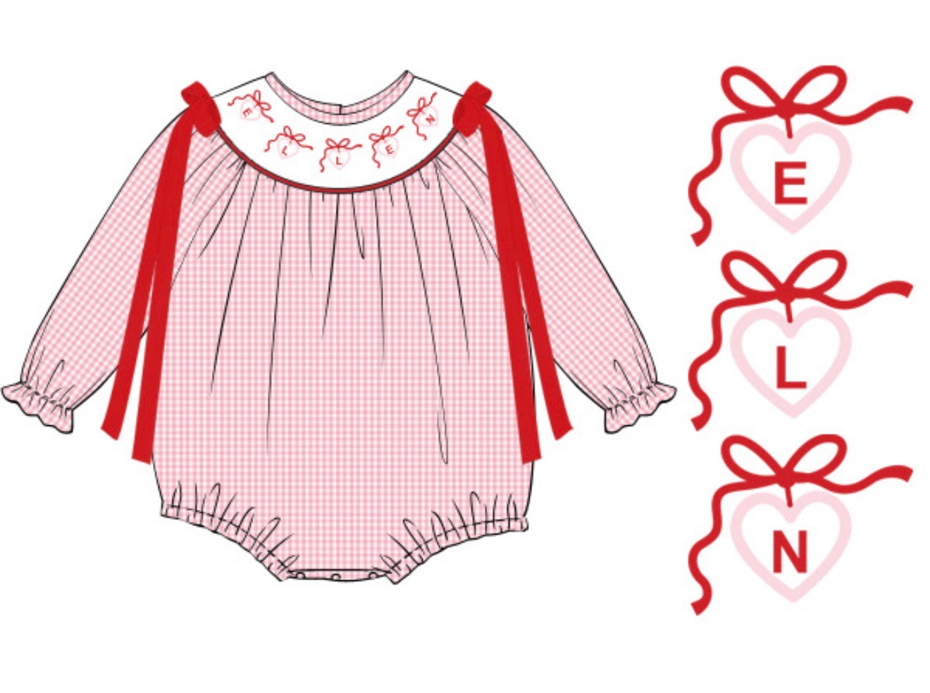 PO94 Heart Name Smocks Bubble