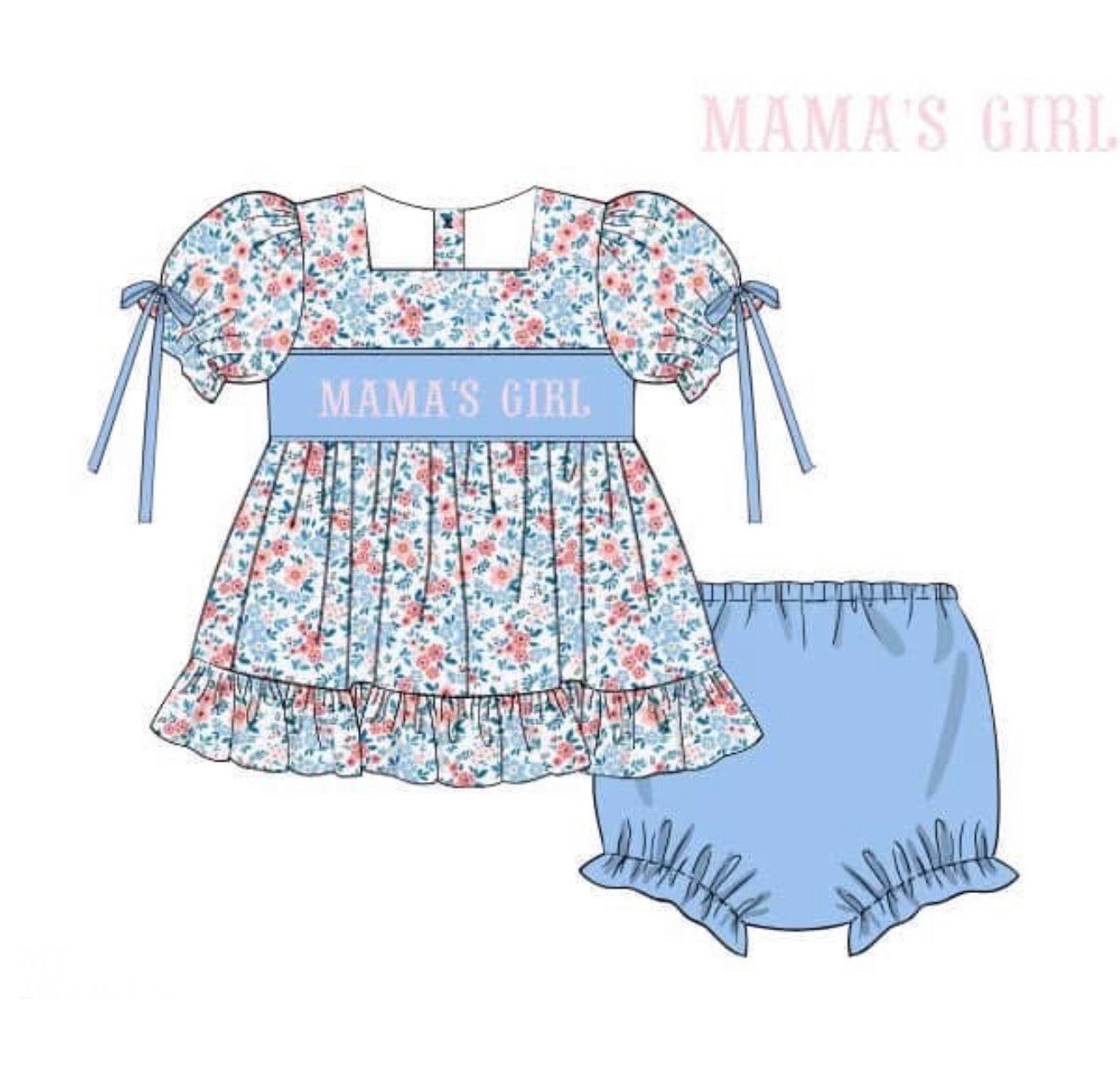 PO85 Karsyn Floral Name Smocks Bloomer Set