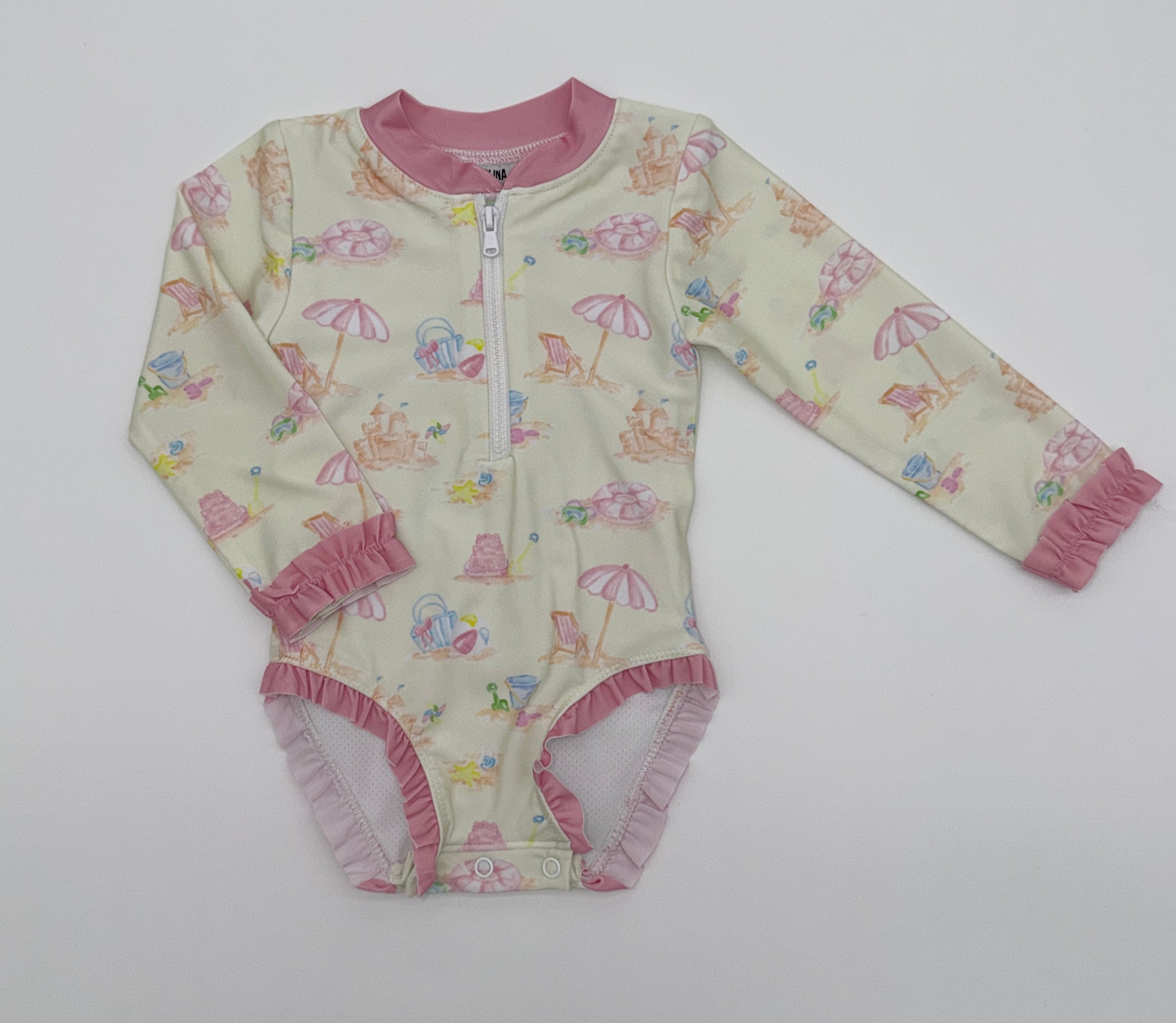 Beach Toile Swim Girls Long Rash Guard 1pc.