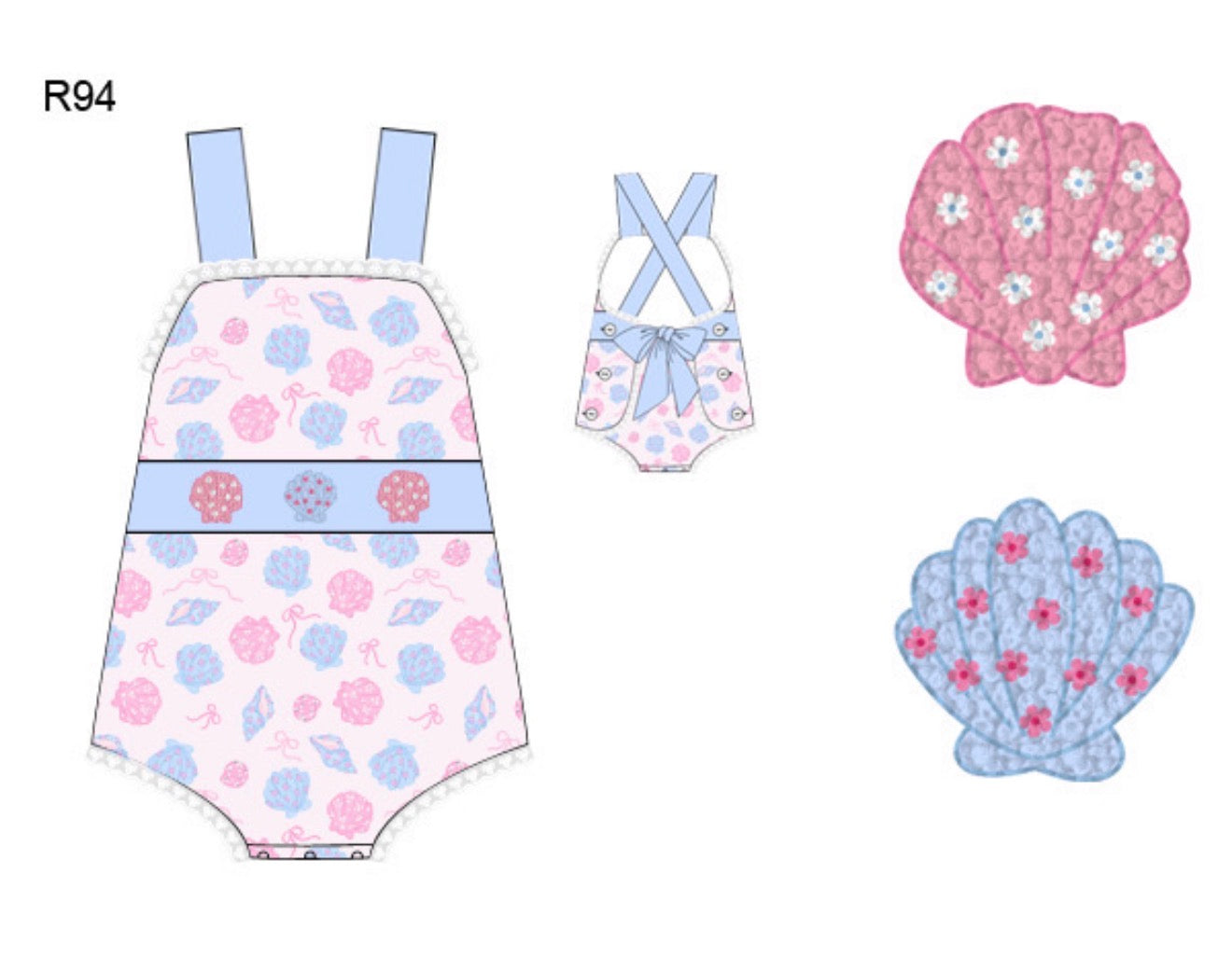 PO86 French Knot Shells Sunsuit