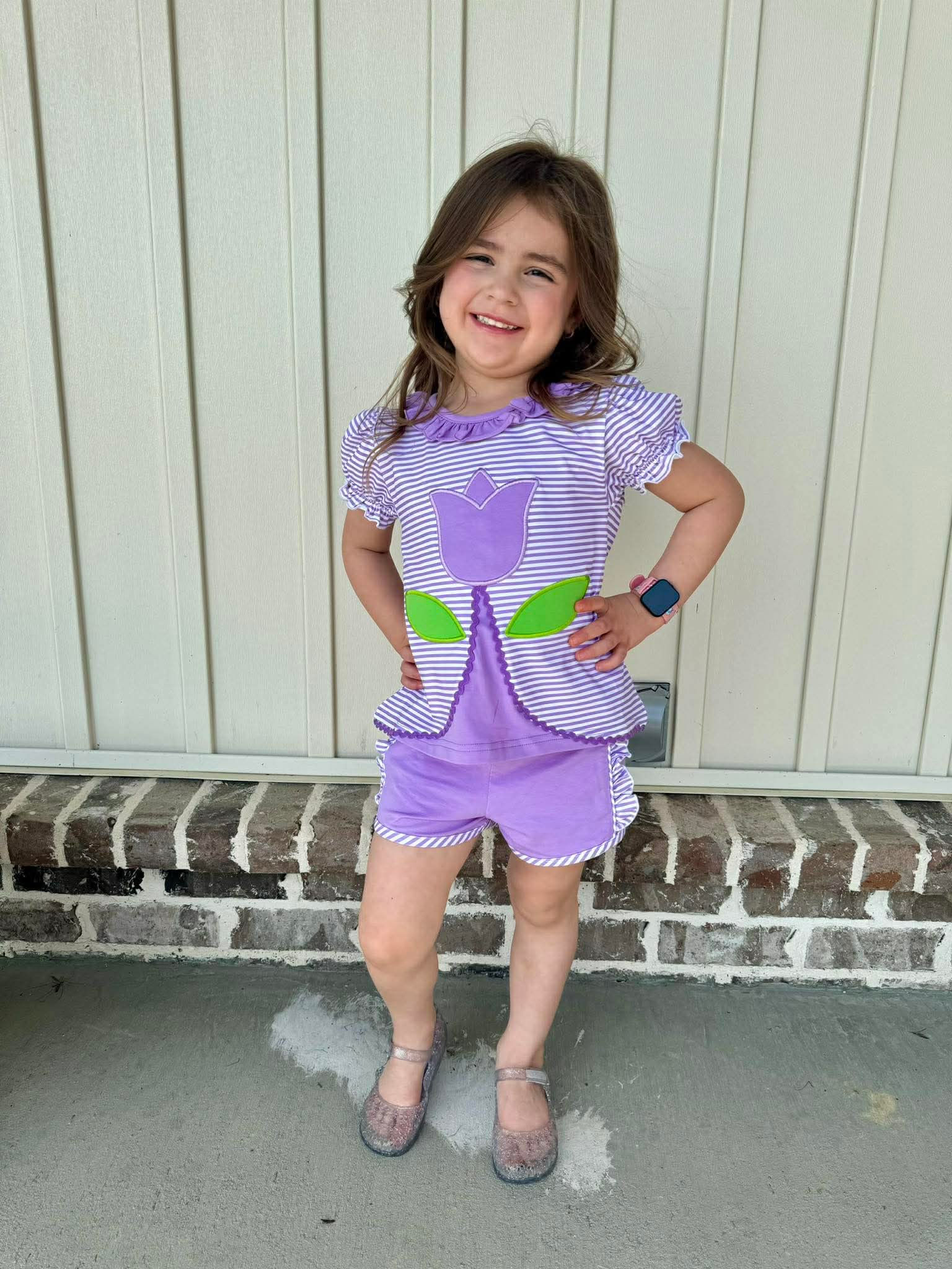 Purple Tulips Short Set