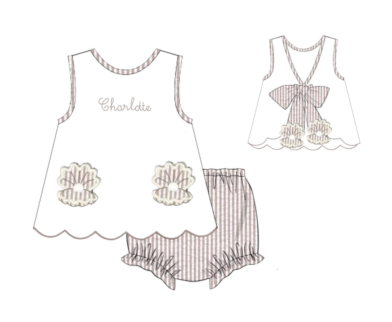 PO86 Seersucker Shells Bloomer Set