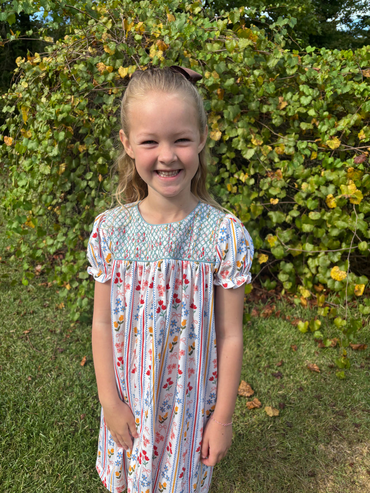 Fall Floral & Gingham Dress