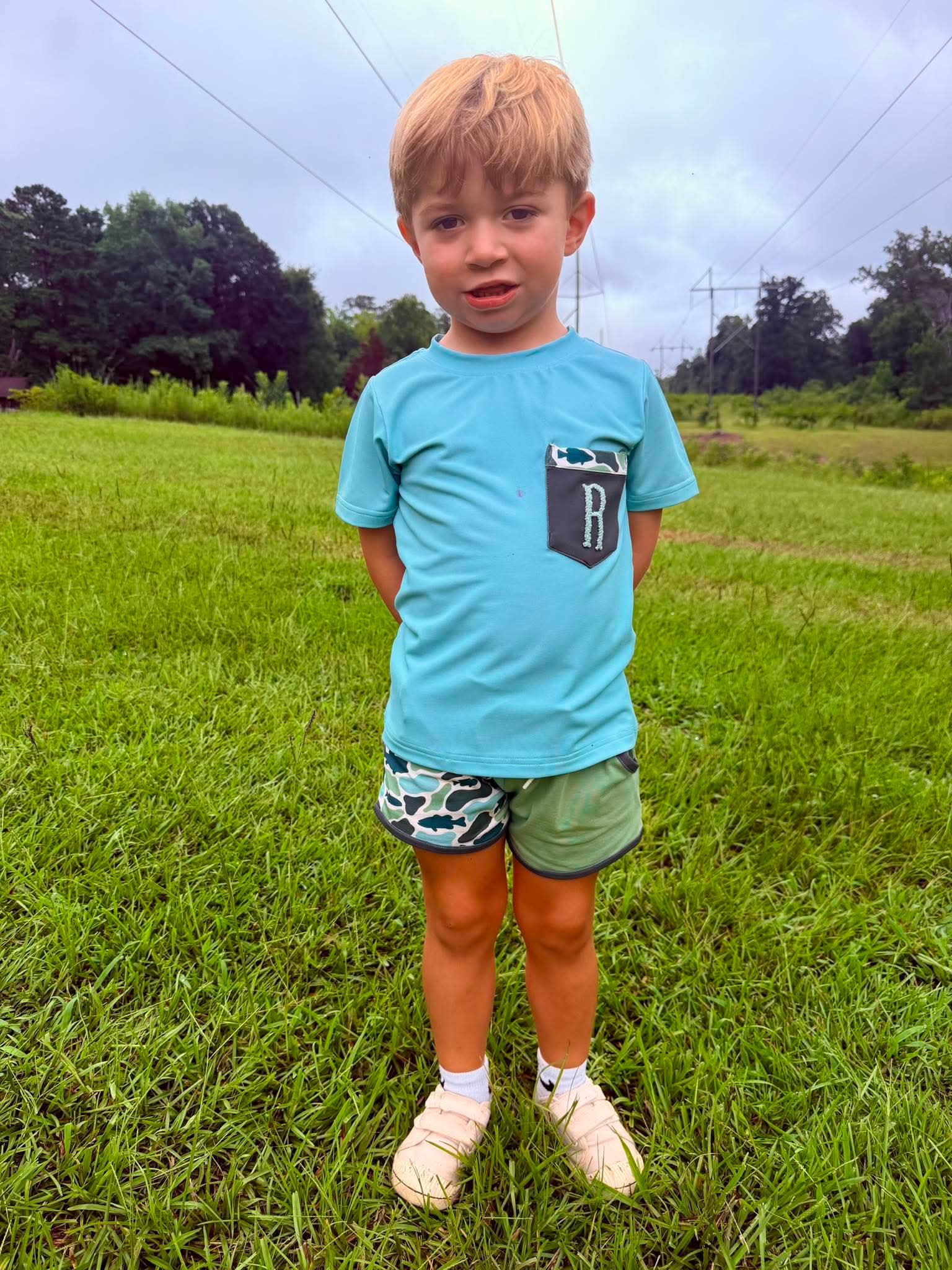 Fishy Camo Colorblock Short Set