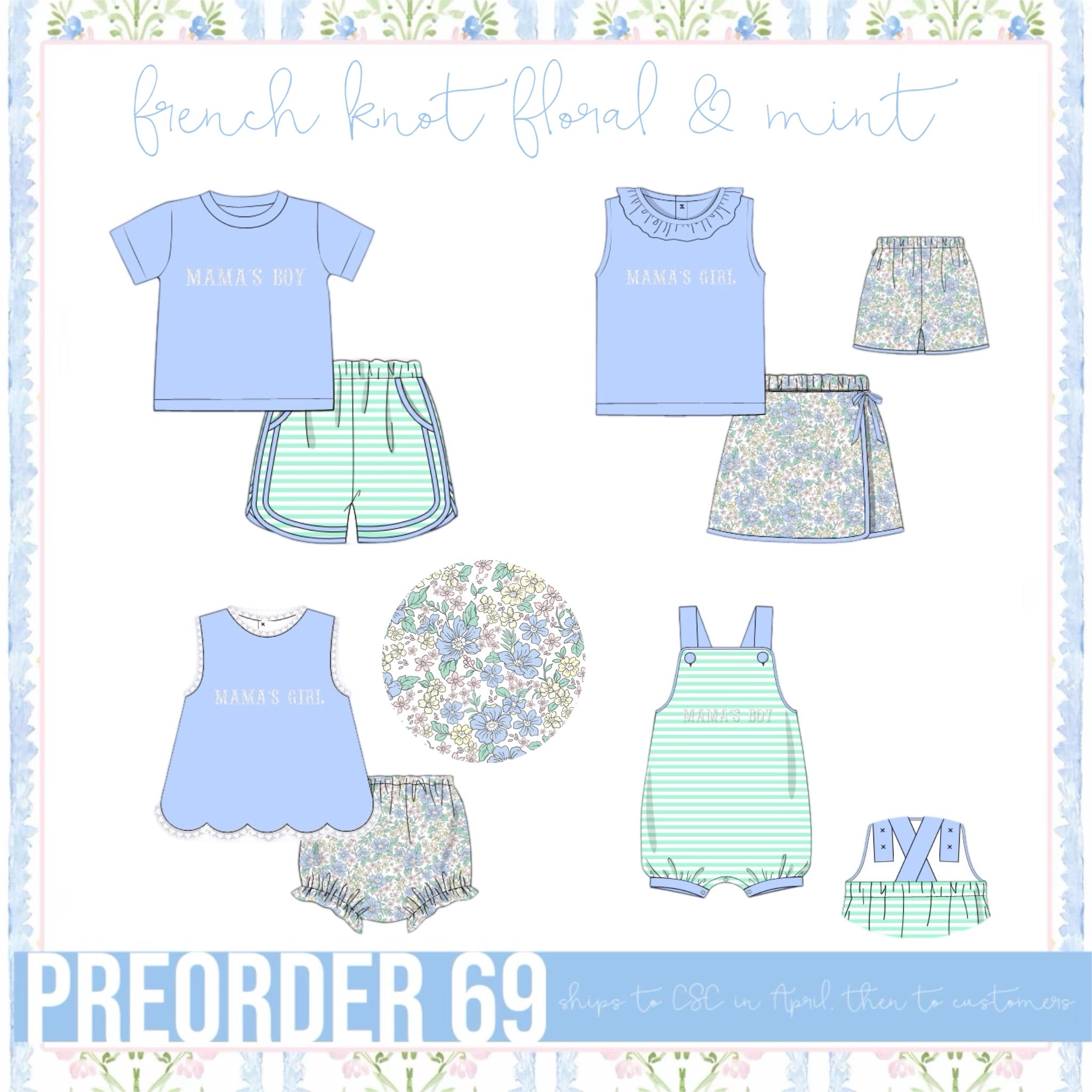 PO69 French Knot Floral & Mint