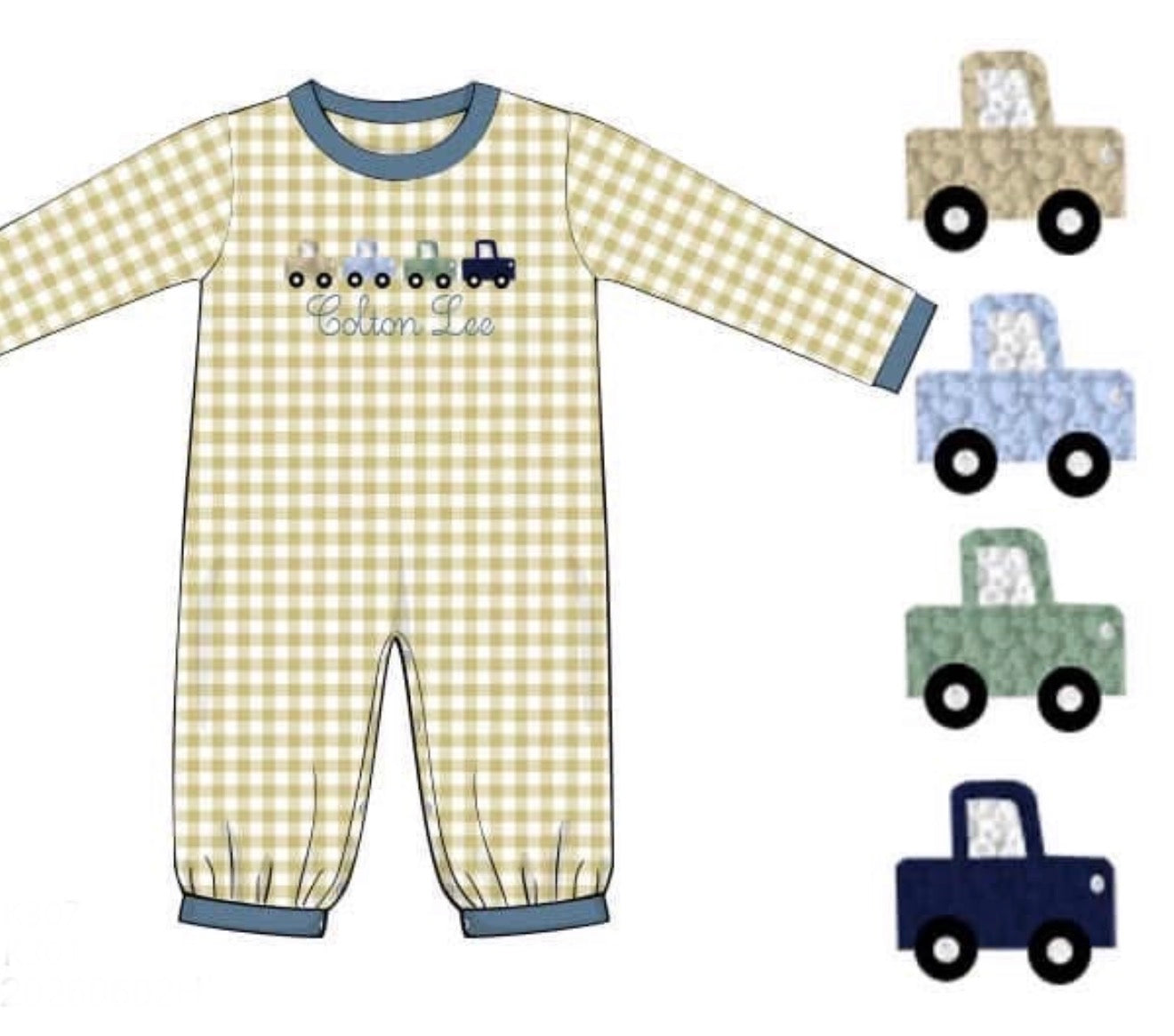 PO93 Fallyn Floral & French Knot Cars Romper