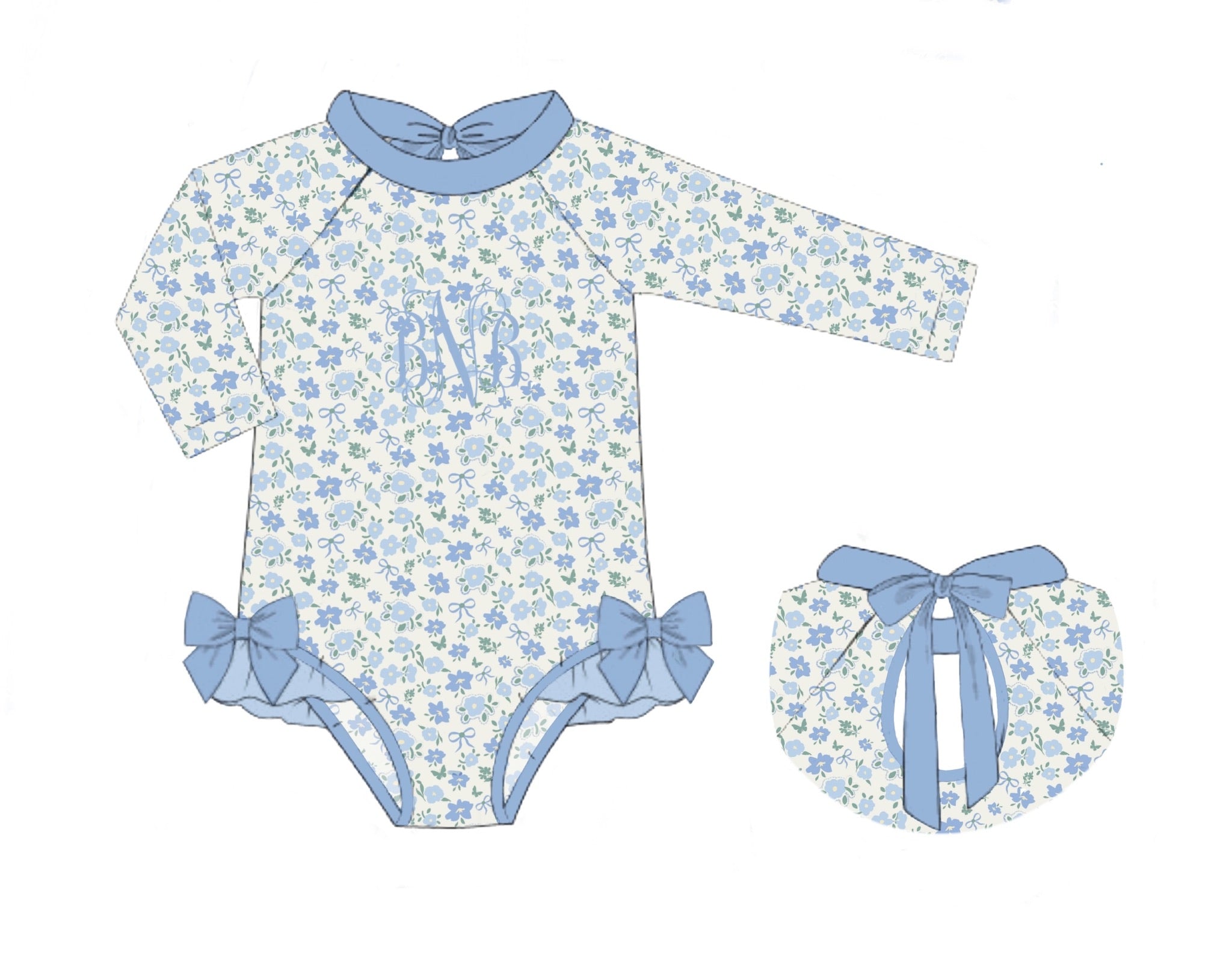 PO86 Harlee Floral & Stripe Swim Girl Rash Guard