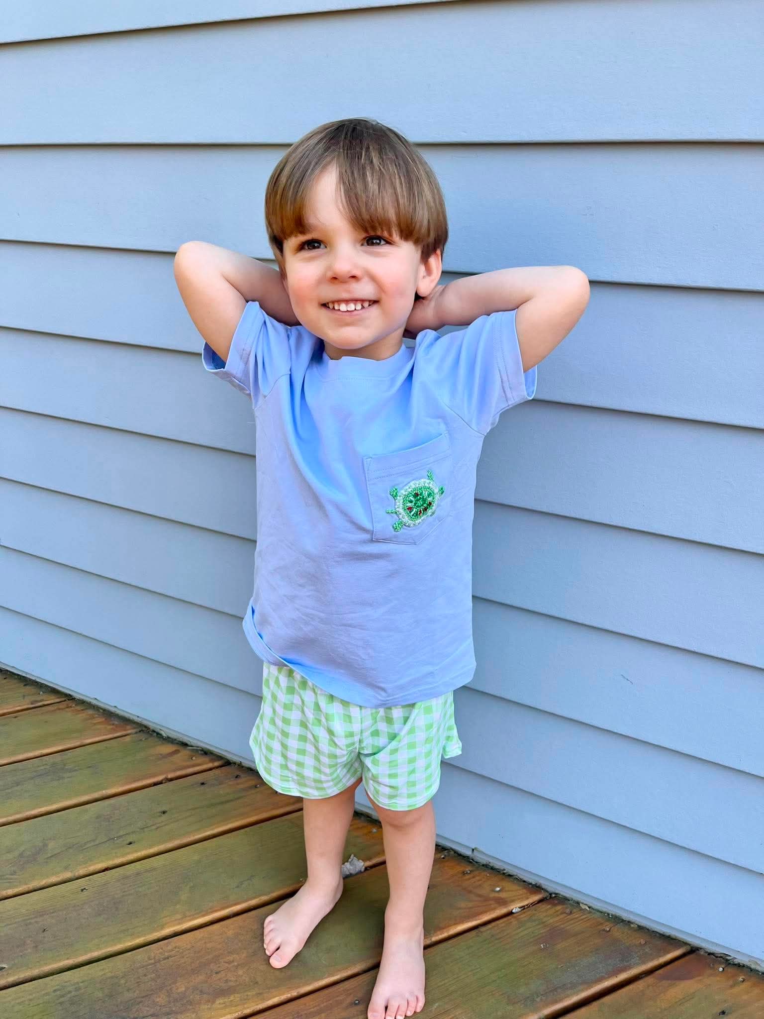 French Knot Turtles Boy Short Set