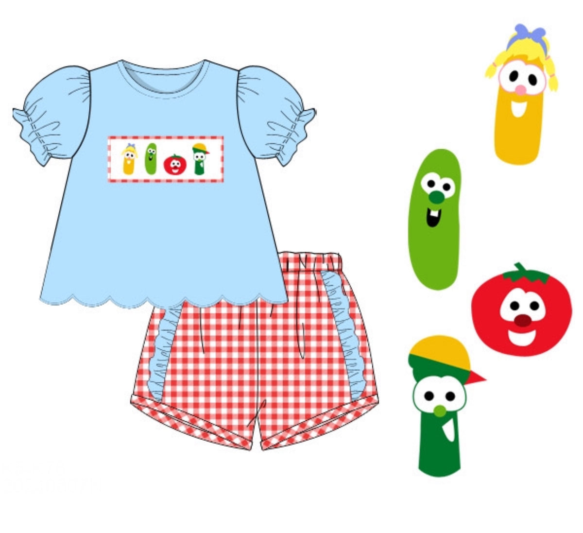 PO96 Veggie Friends Girl Short Set