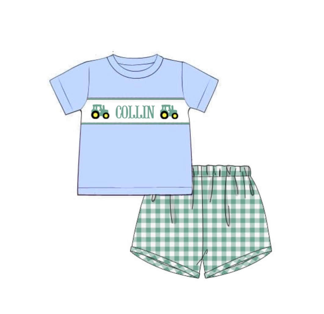 PO68 Name Smocked Tulips & Tractors