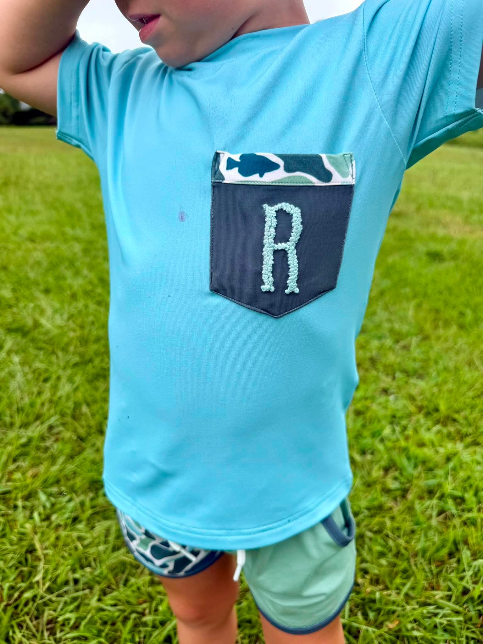Fishy Camo Colorblock Short Set