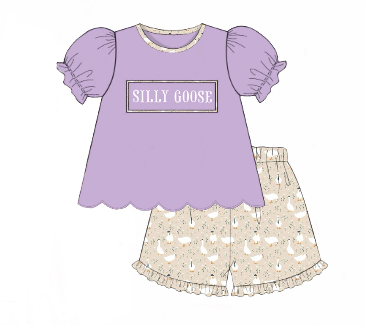 PO96 Silly Goose Girl Short Set