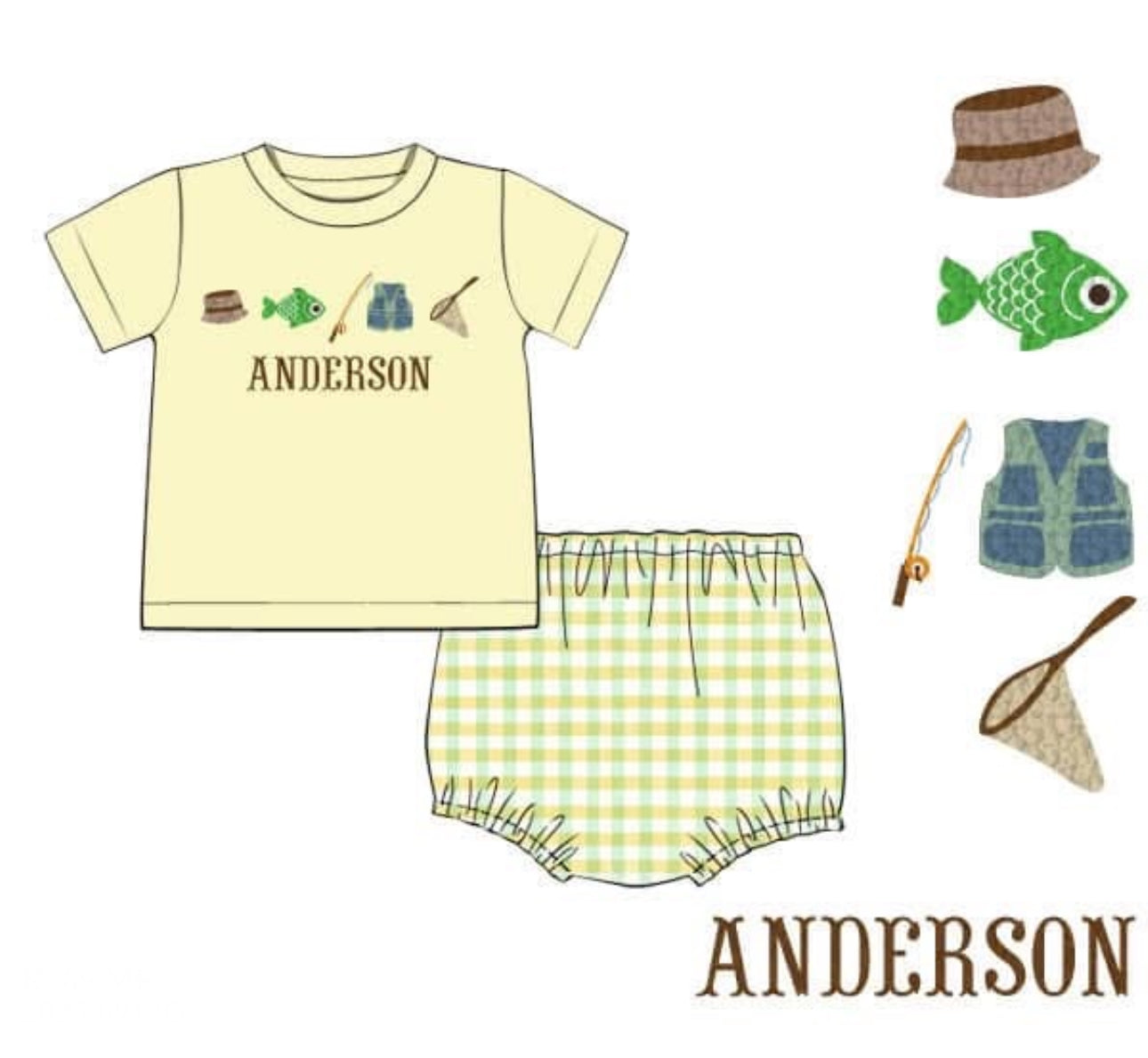 PO83 For the Boys - Gone Fishing Diaper Set