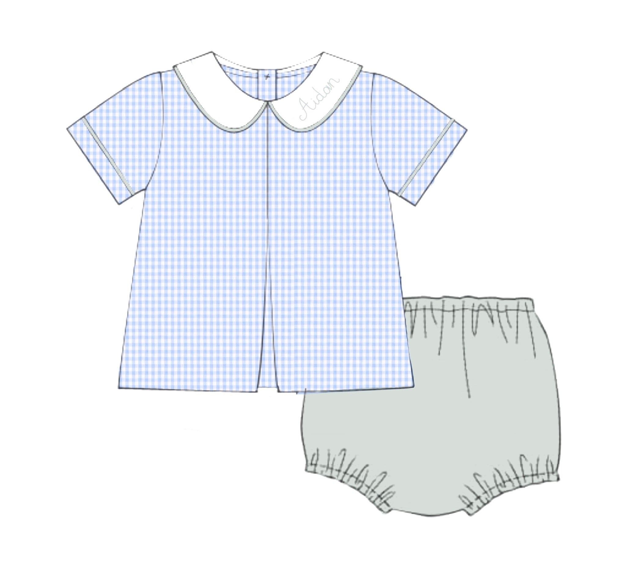 PO84 Gingham & Flowers Diaper Set