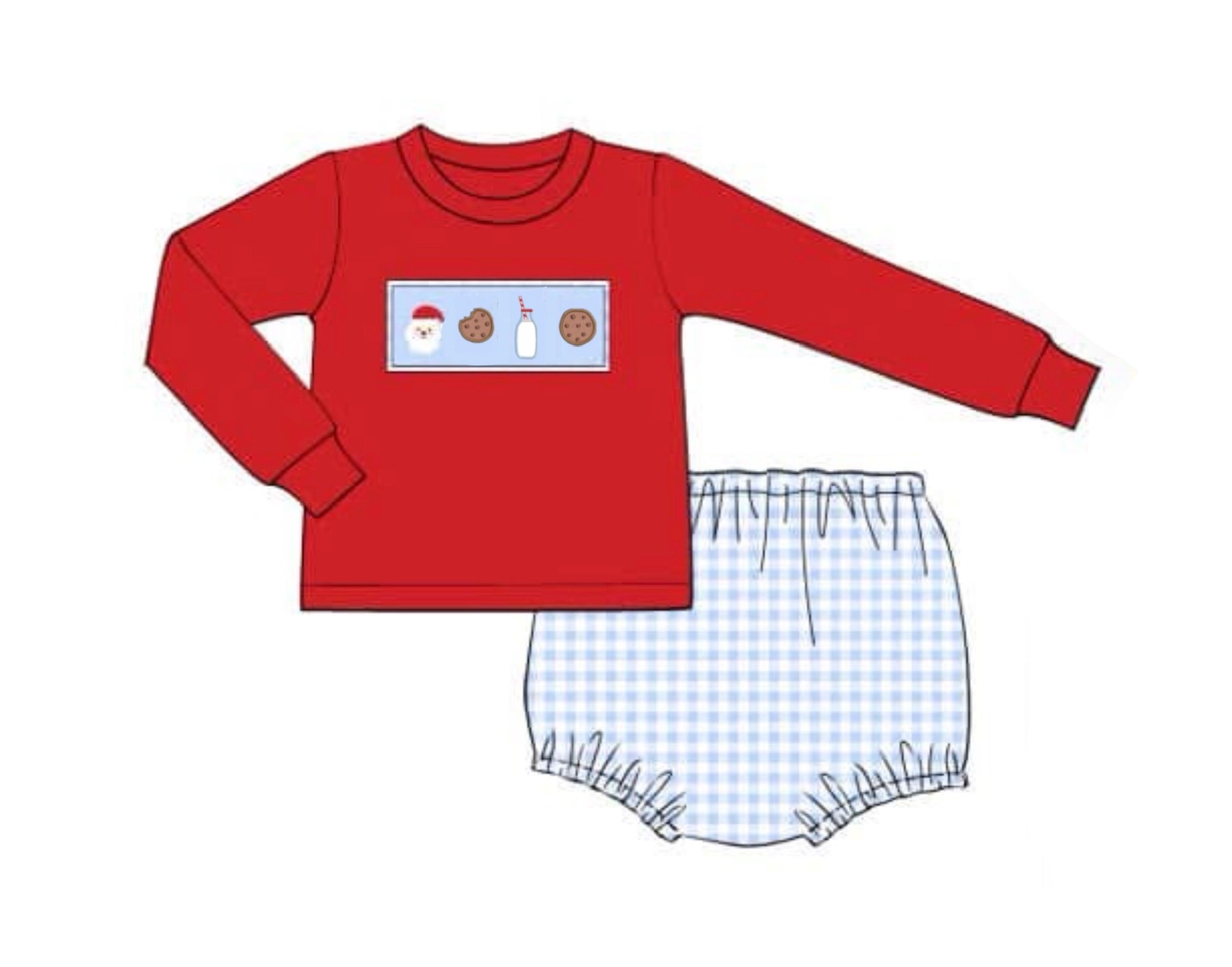 PO92 Milk & Cookies Diaper Set White Santa