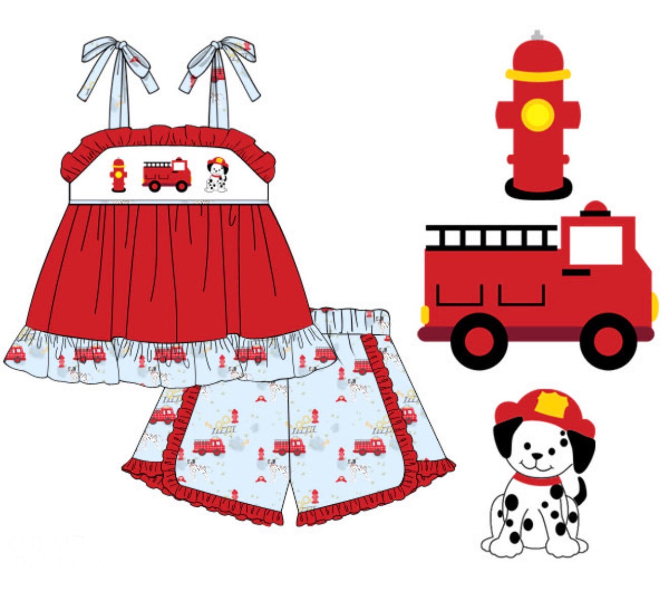 Fire House Girl Short Set
