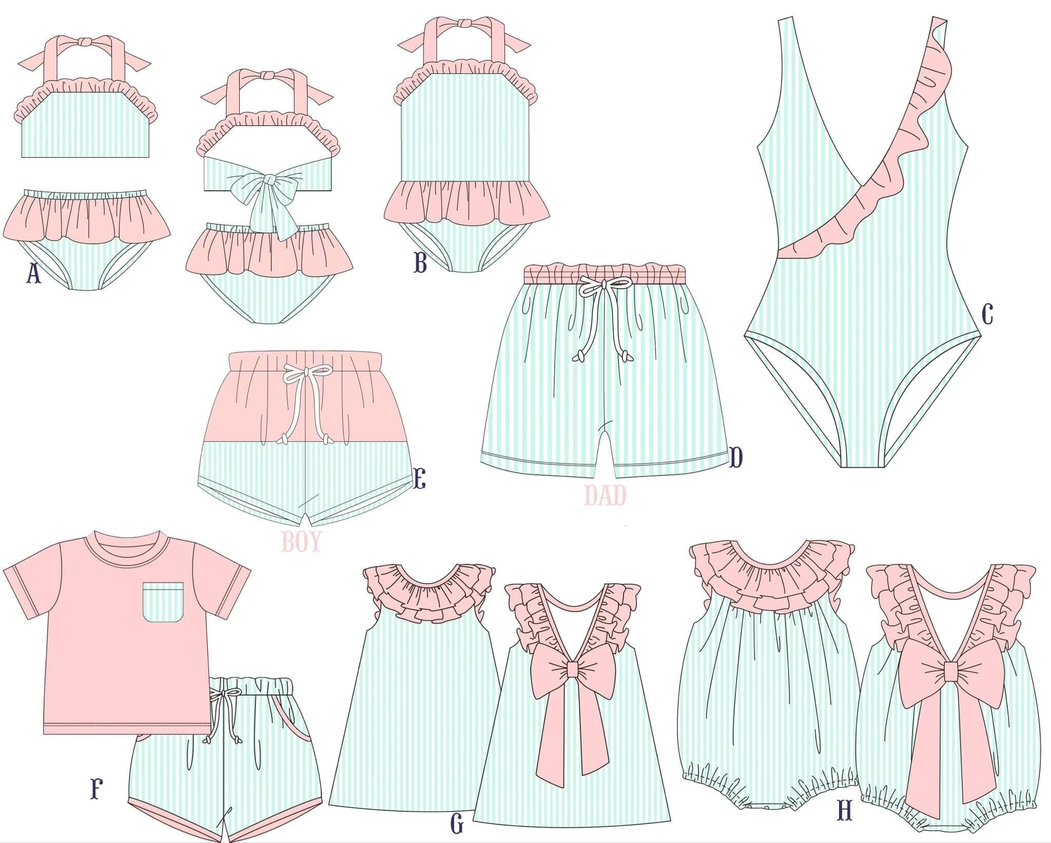 PO71.5 Pink & Mint Stripe Collection