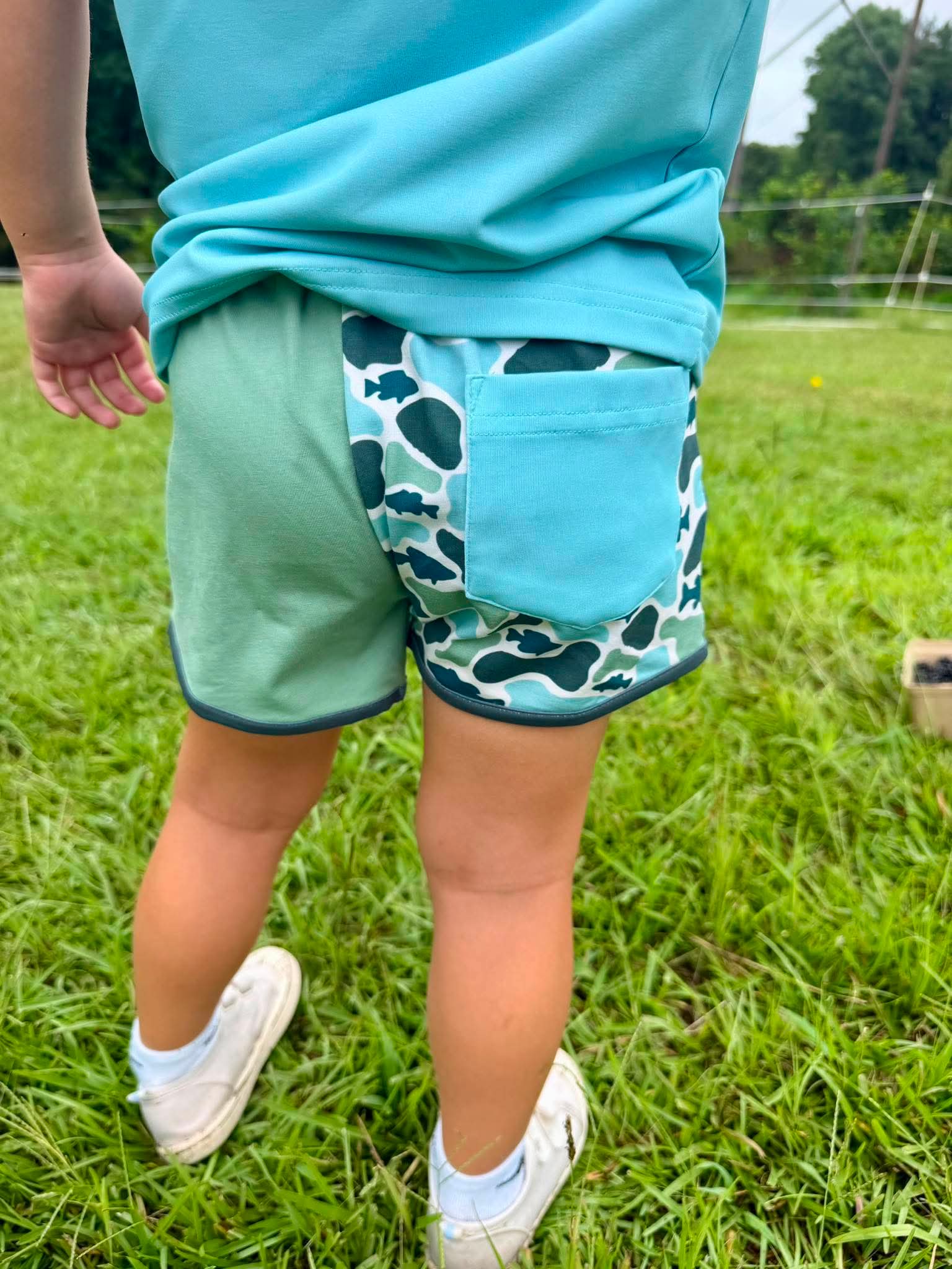 Fishy Camo Colorblock Short Set